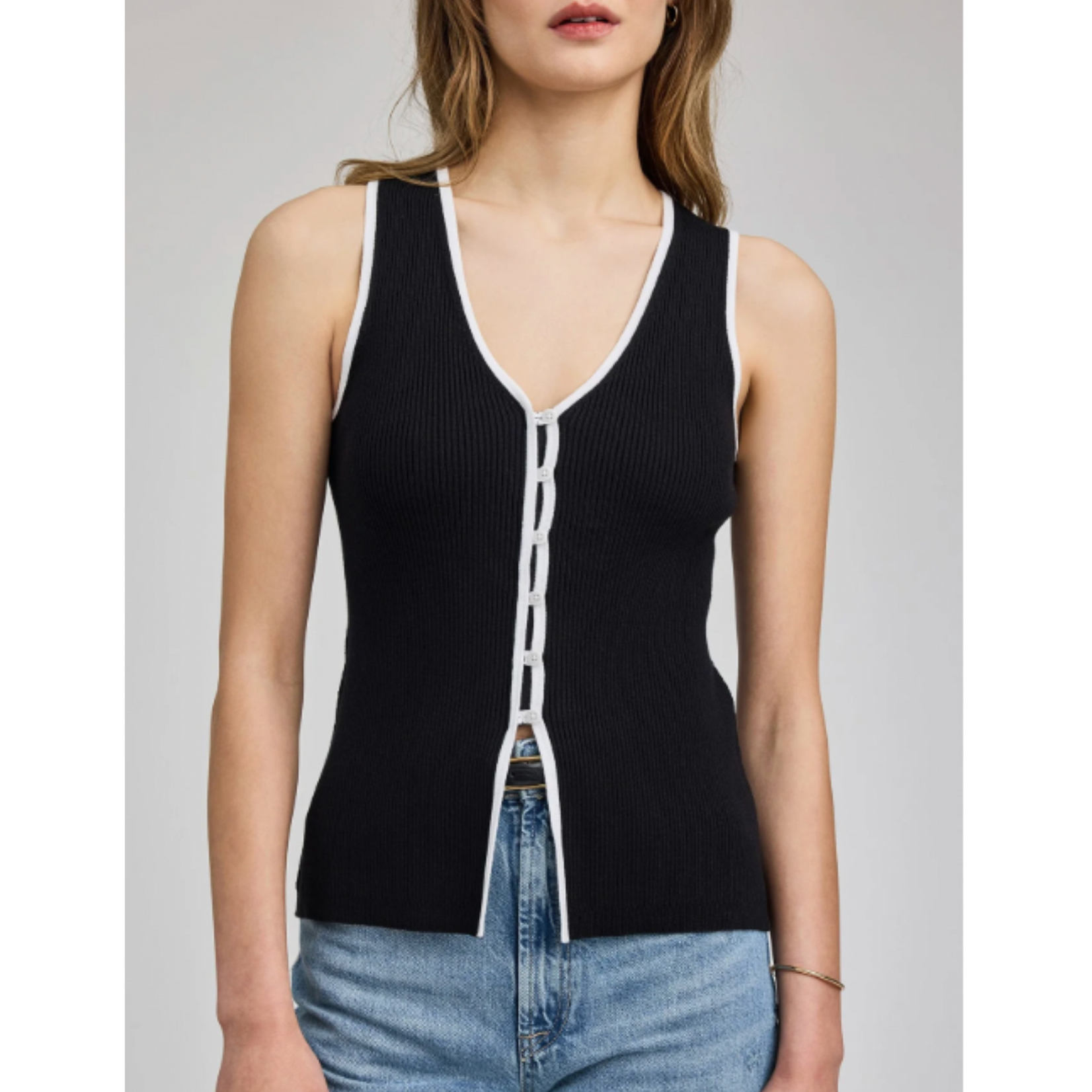 Gentle Fawn Miles Knit Button Top - Black