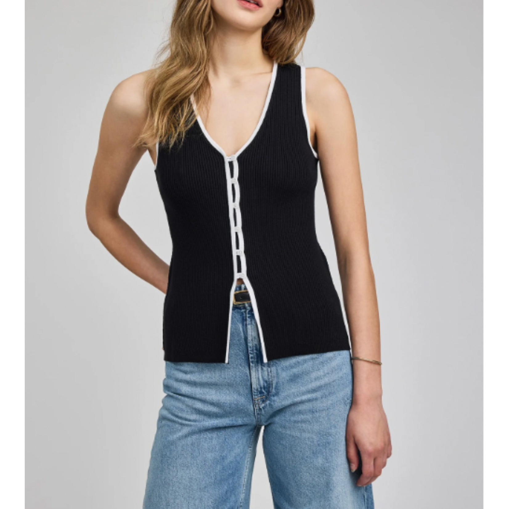 Gentle Fawn Miles Knit Button Top - Black