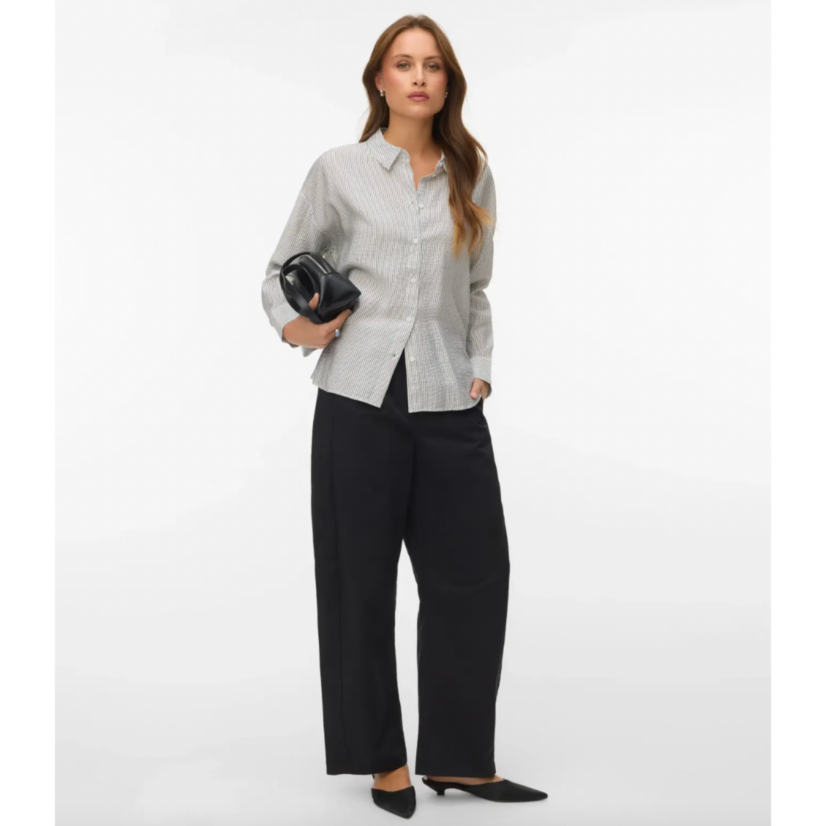 Vero Moda Nikko Stripe Button Up - Black Stripe