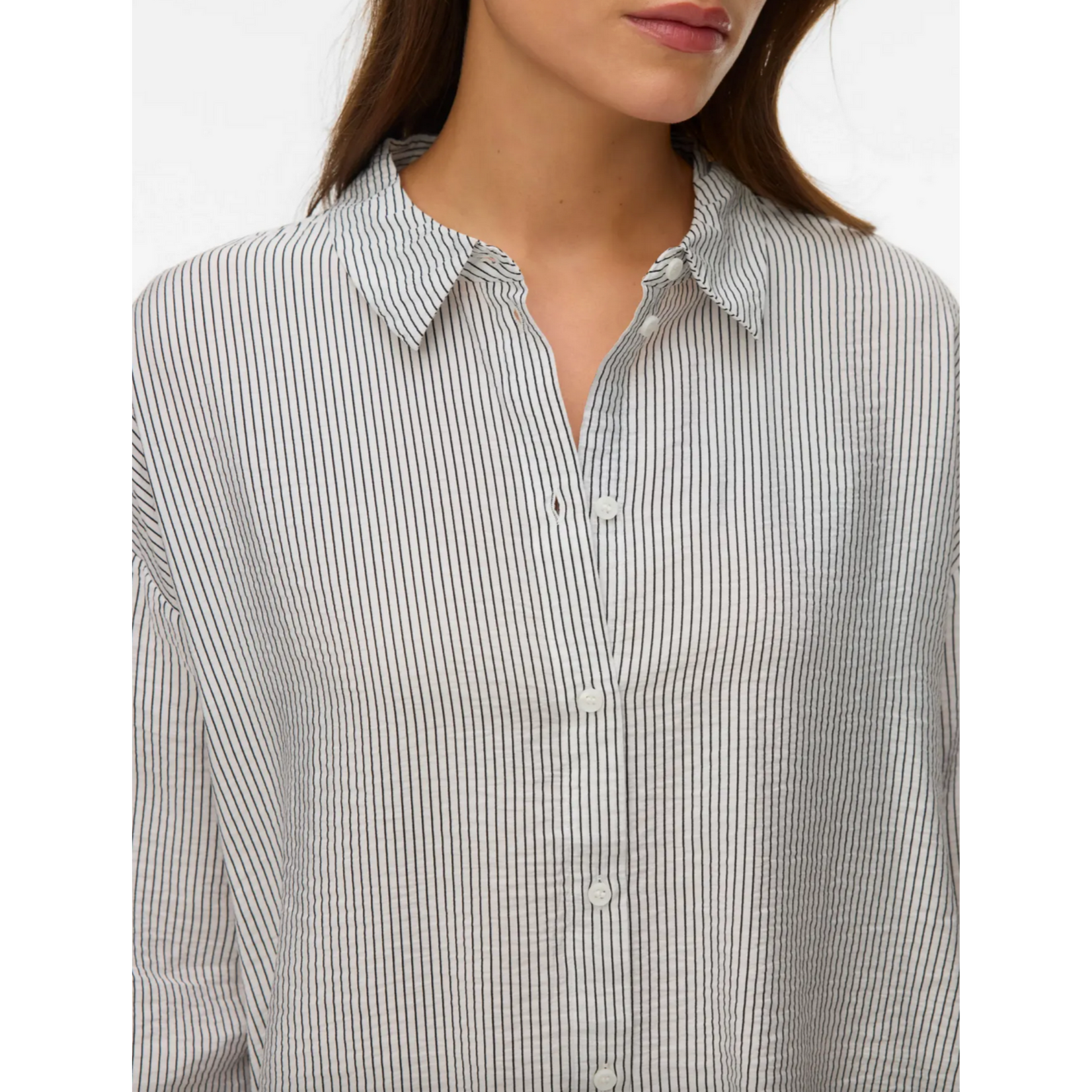 Vero Moda Nikko Stripe Button Up - Black Stripe