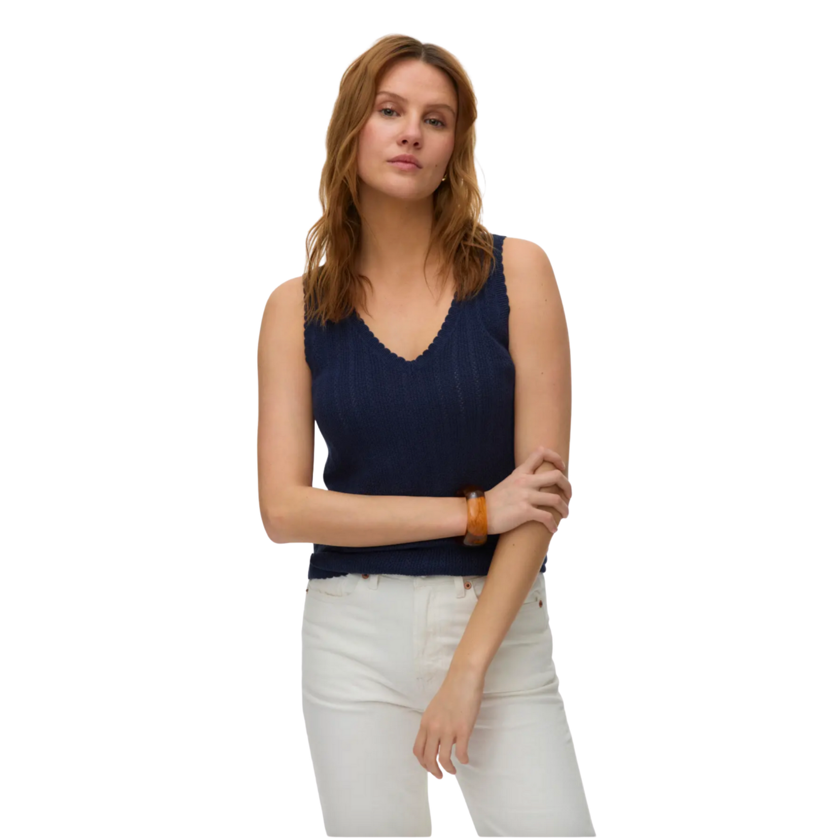 Vero Moda Goldie Pointelle Knit Tank - Navy