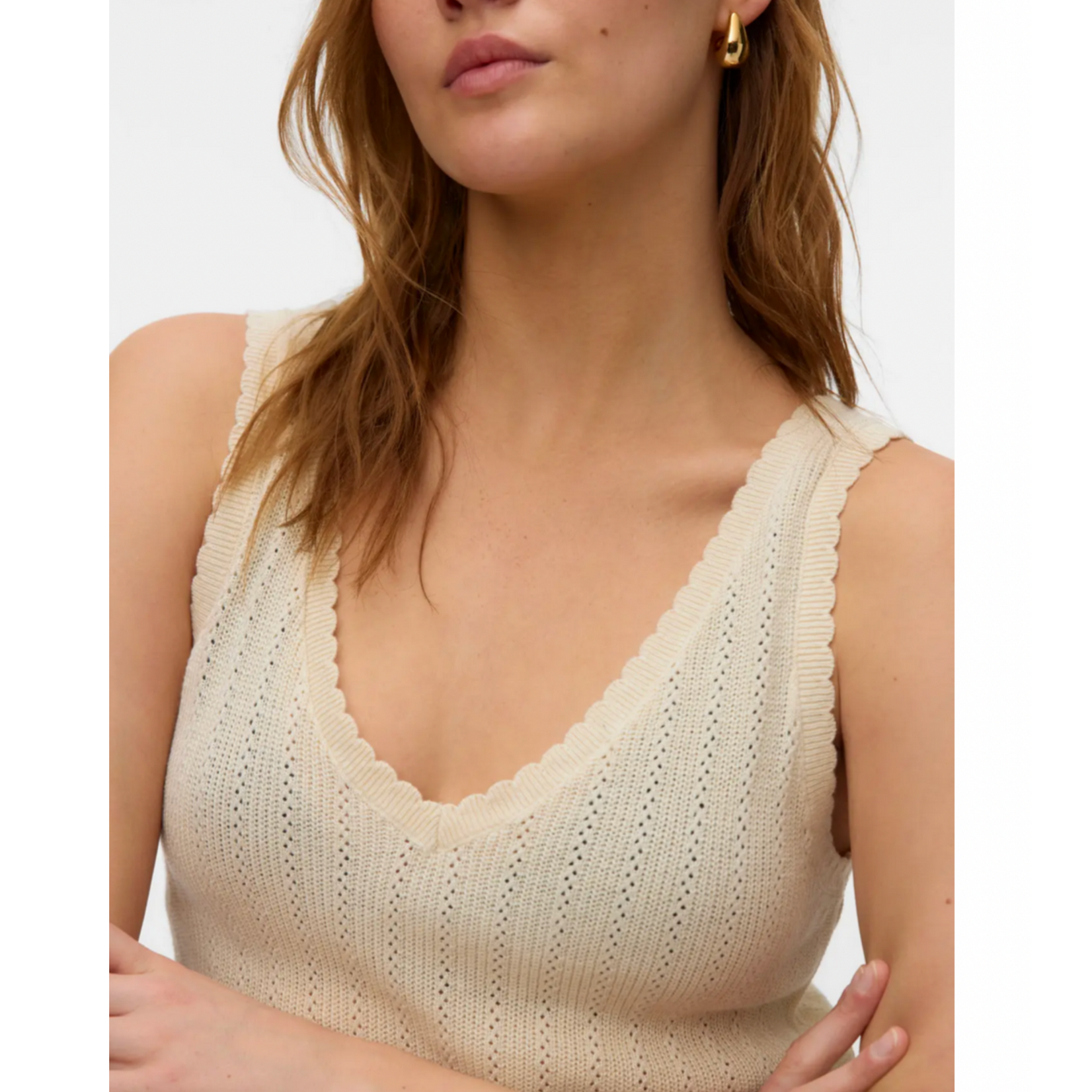 Vero Moda Goldie Pointelle Knit Tank - Birch