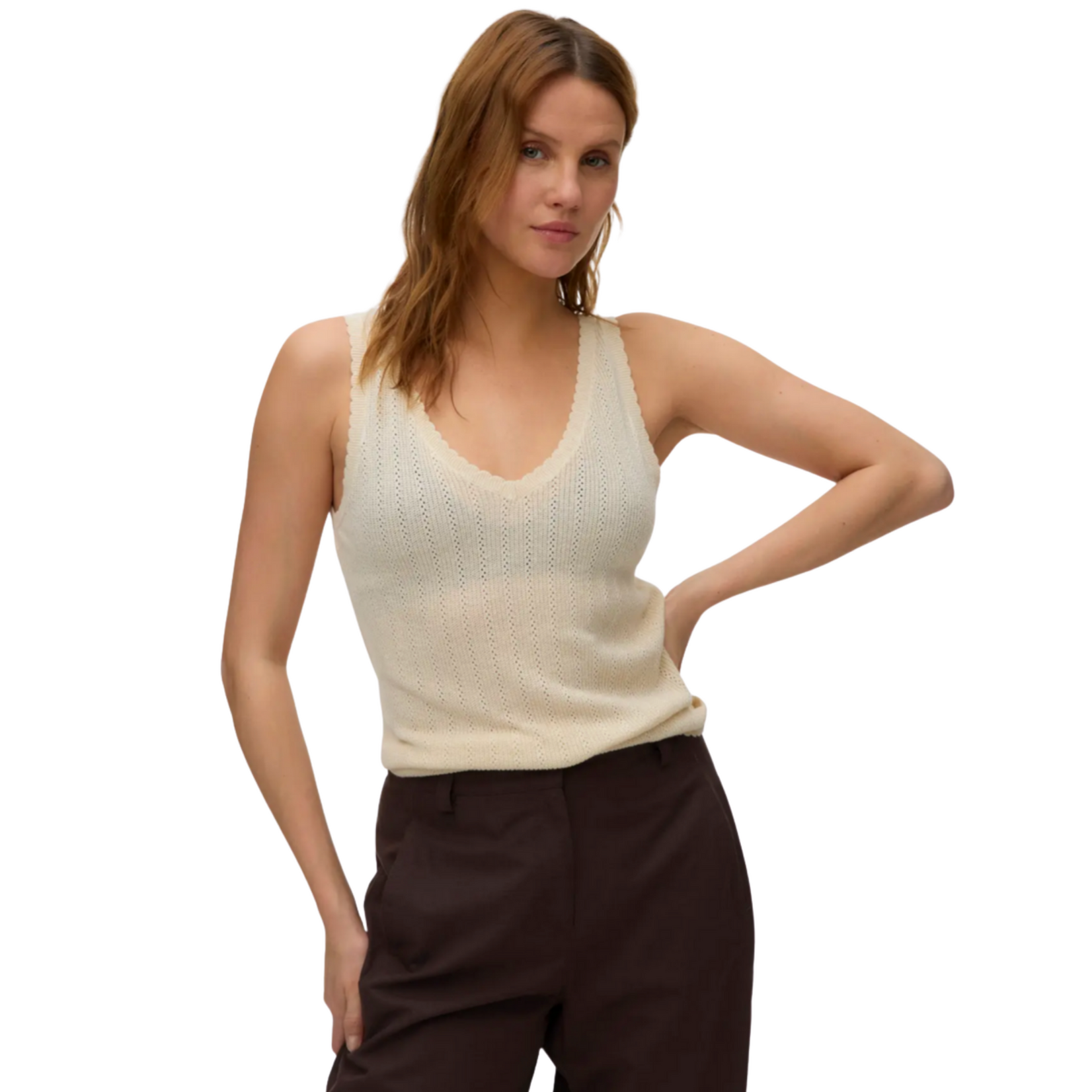 Vero Moda Goldie Pointelle Knit Tank - Birch
