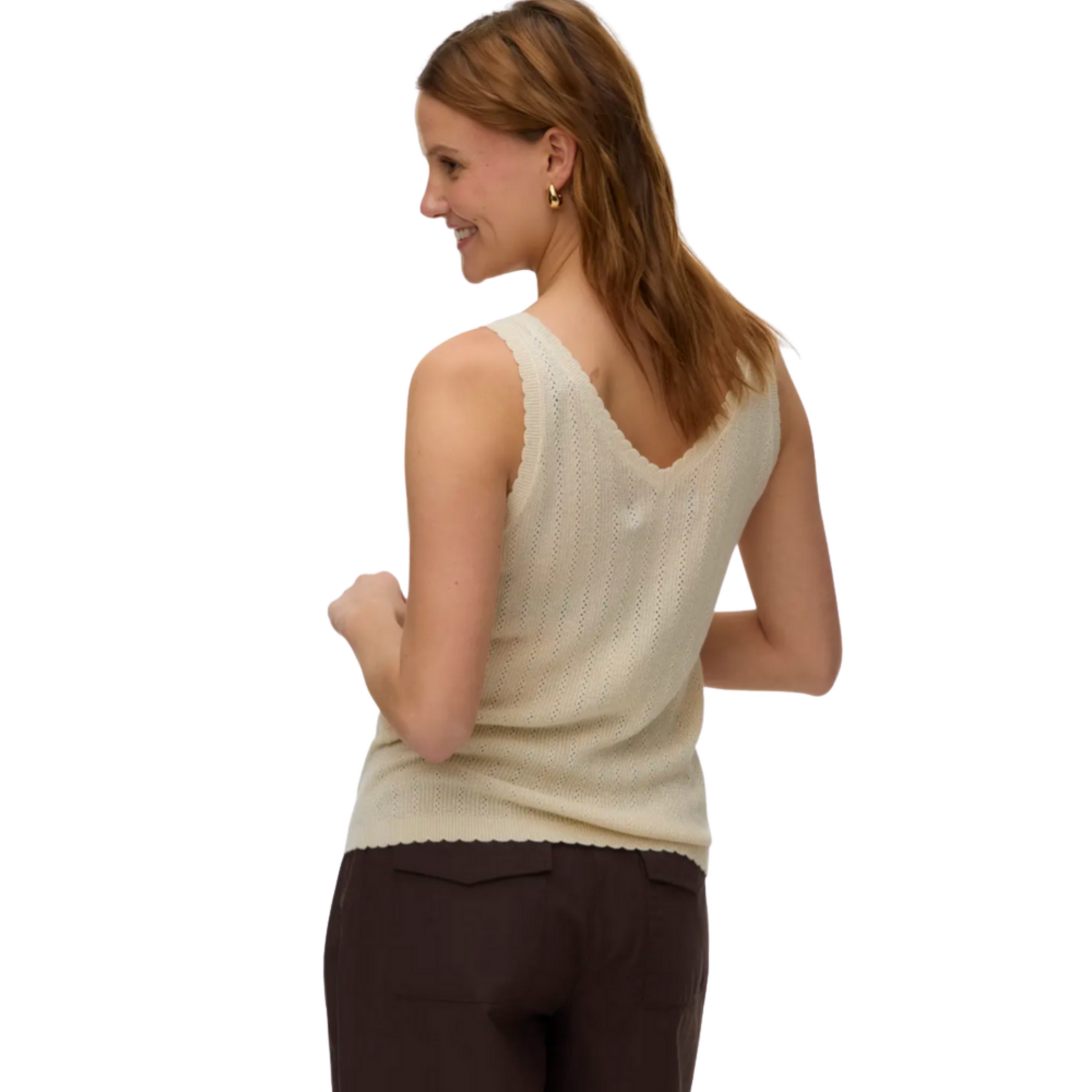 Vero Moda Goldie Pointelle Knit Tank - Birch