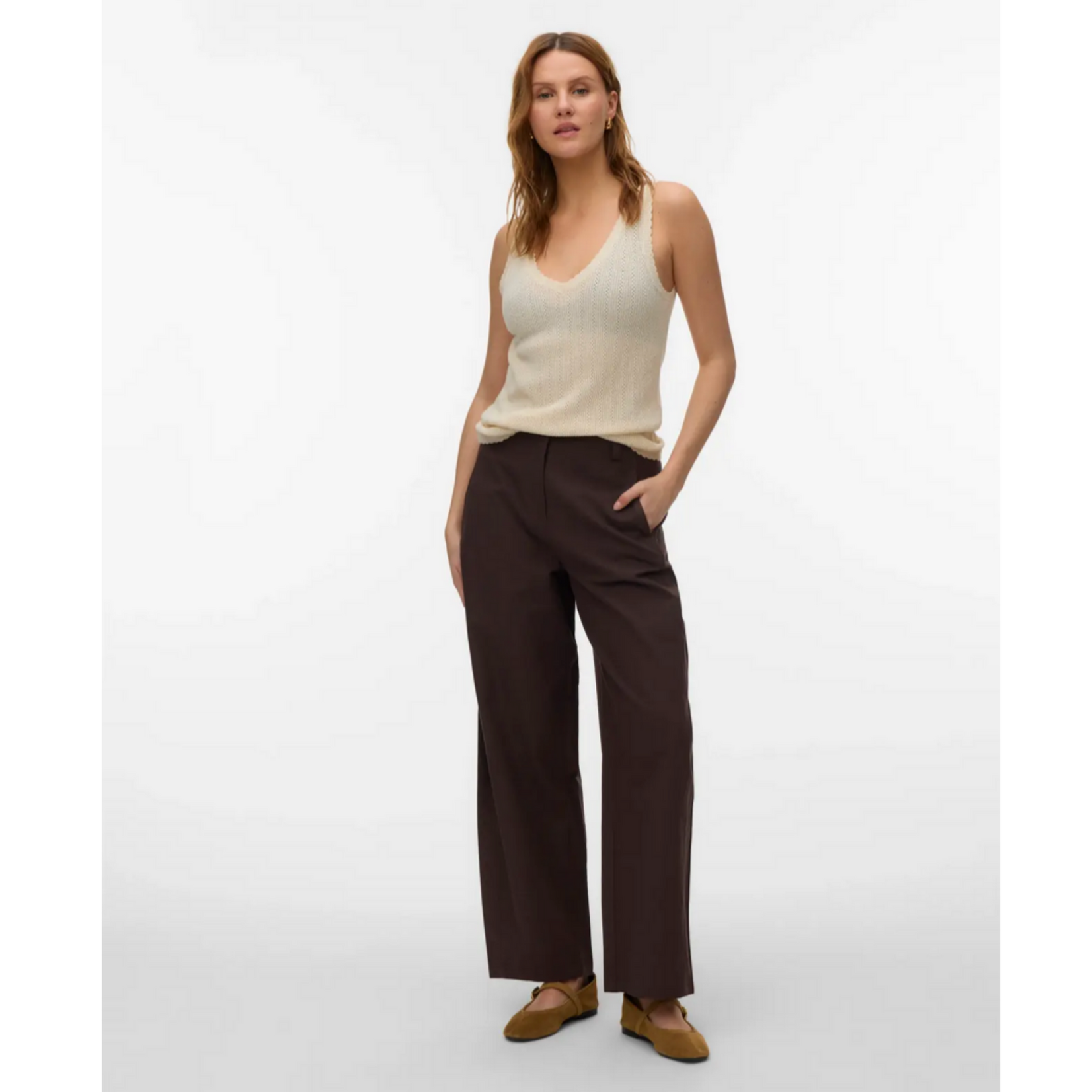 Vero Moda Goldie Pointelle Knit Tank - Birch