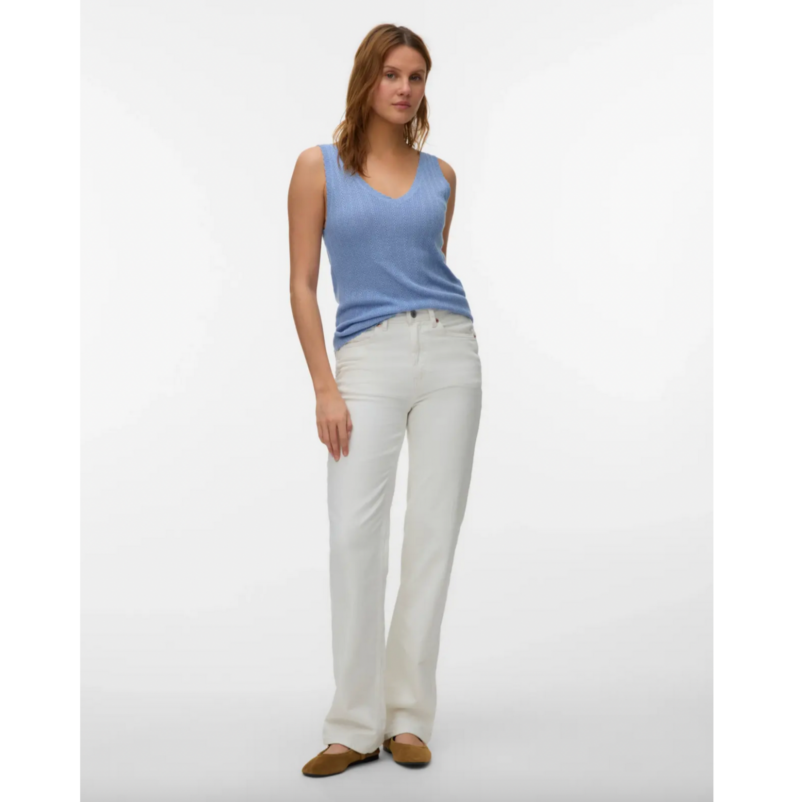 Vero Moda Goldie Pointelle Knit Tank - Blue