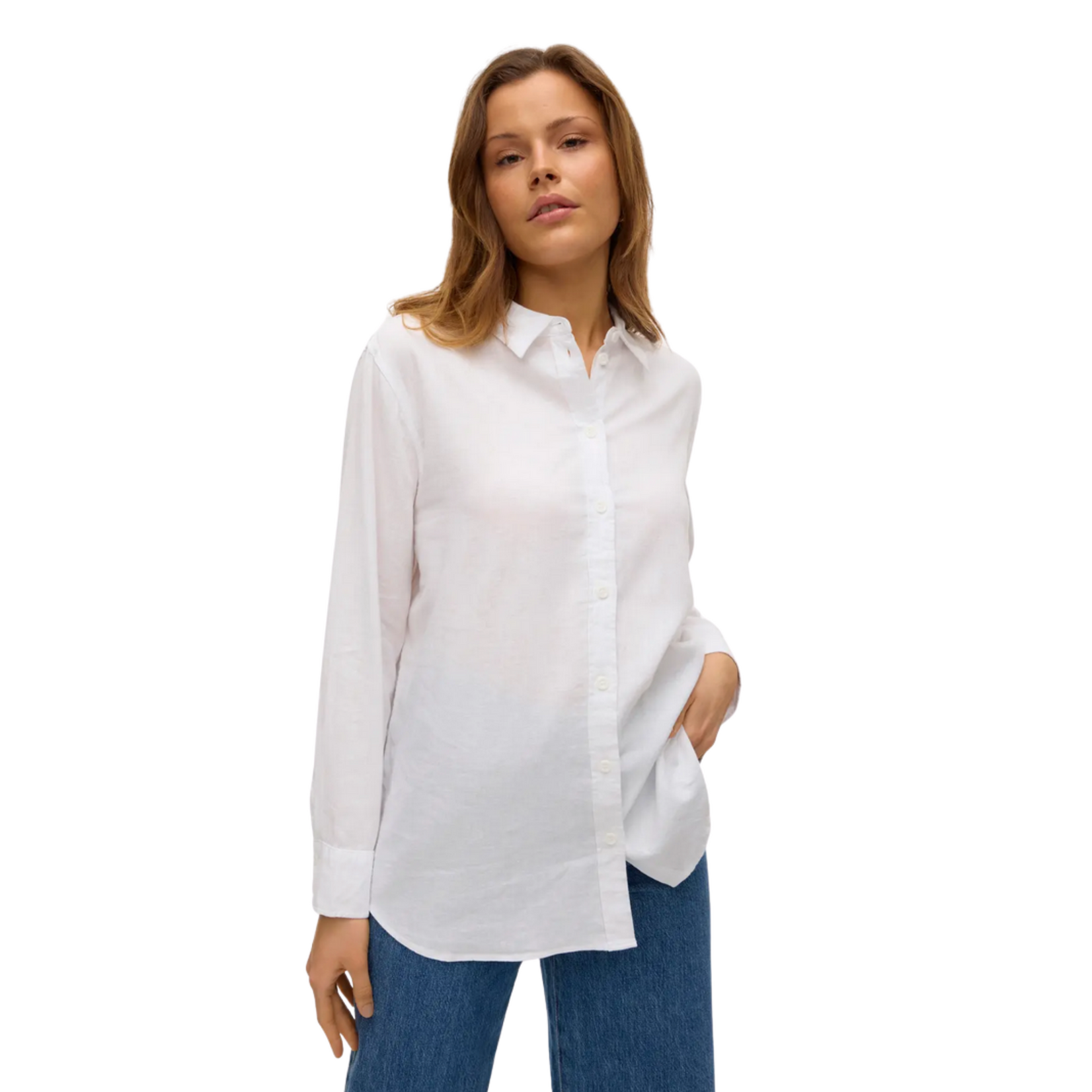 Vero Moda Luca Linen Button Up Shirt - SMALL