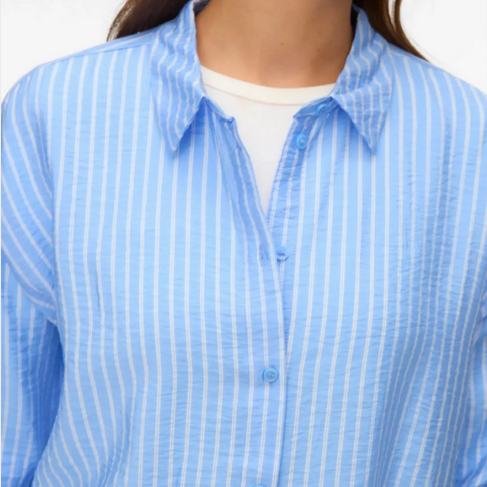 Vero Moda Nikko Stripe Button Up - Blue