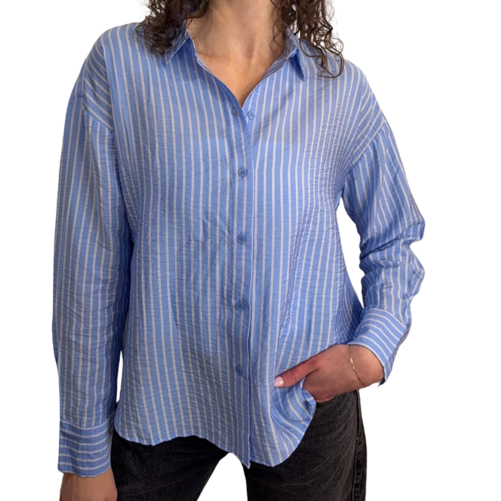 Vero Moda Nikko Stripe Button Up - Blue