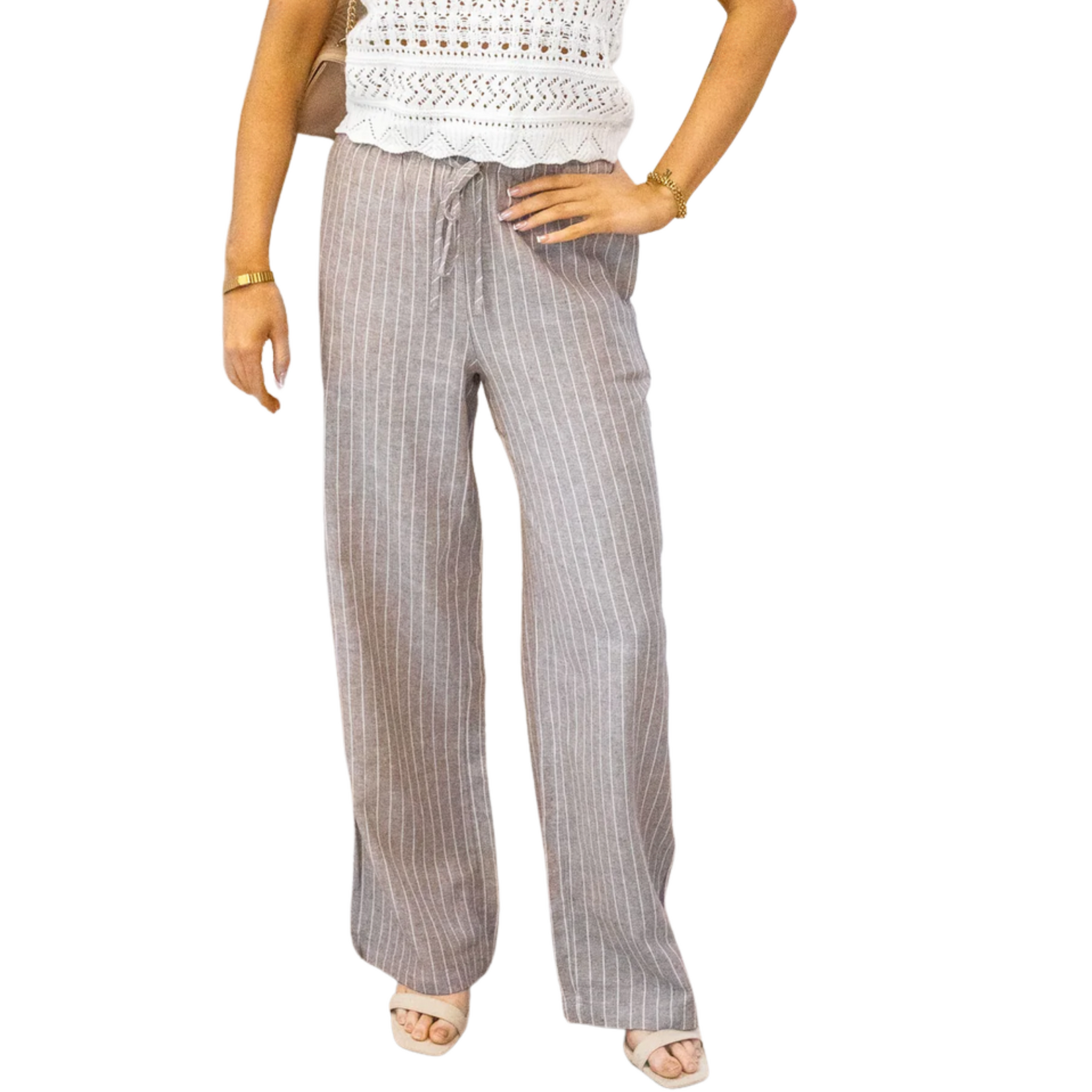 Only Juno Striped Linen Blend Pant