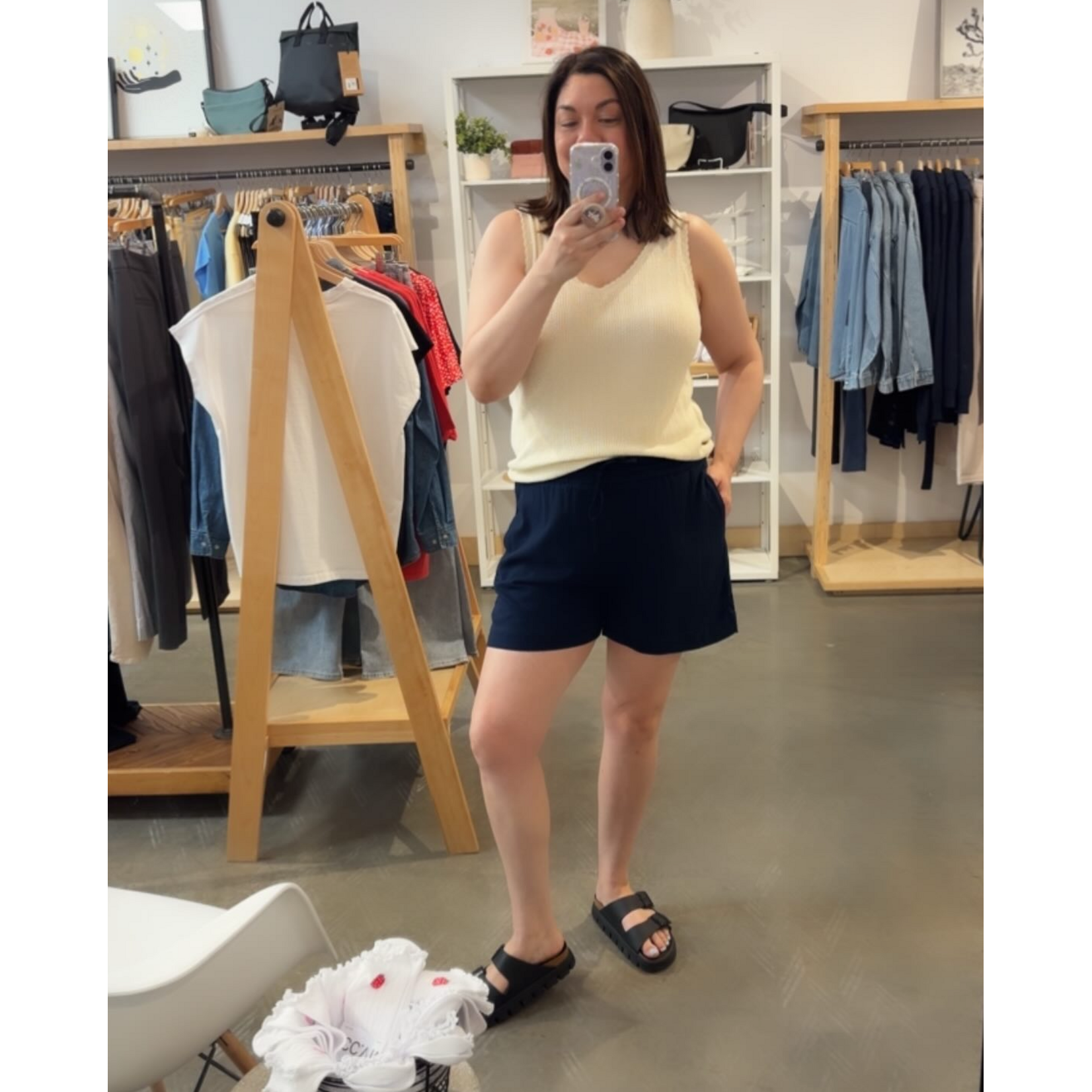 Vero Moda Isla Drawstring Shorts - Navy
