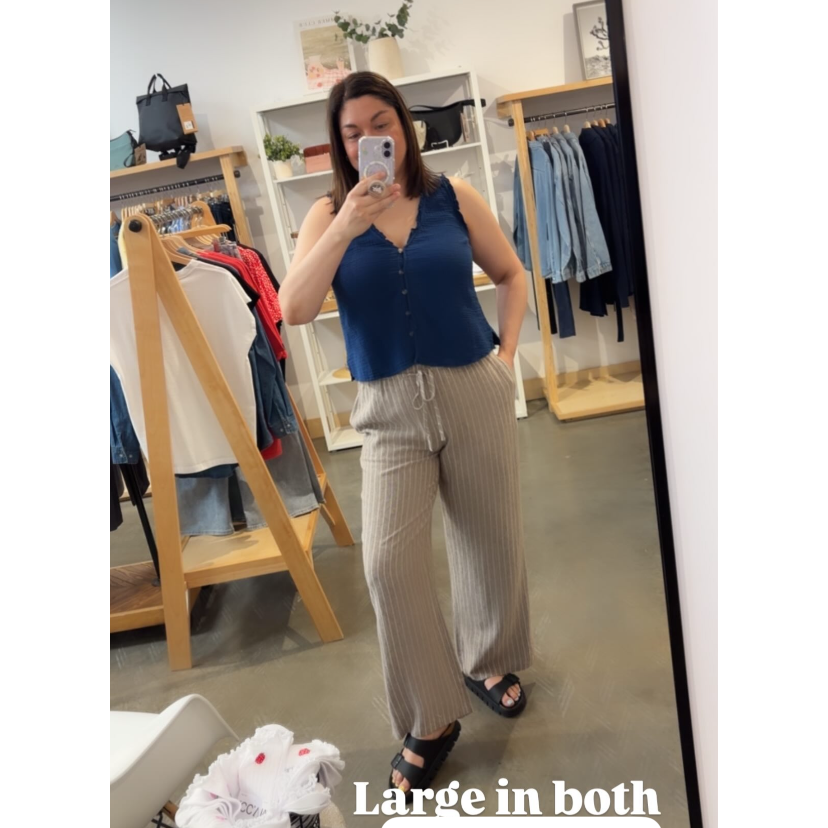 Only Juno Striped Linen Blend Pant