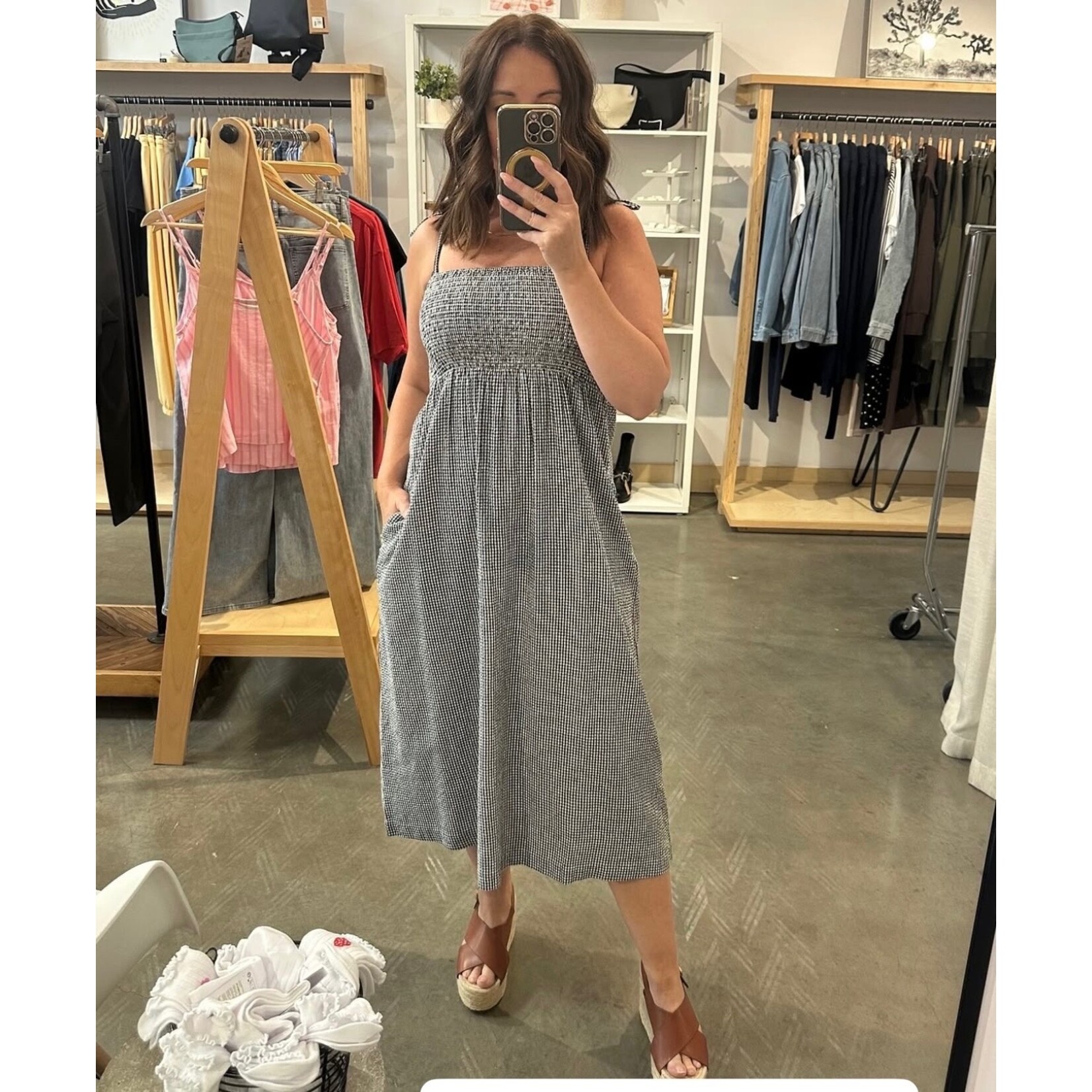 JJXX Livia Gingham Smocked Dress