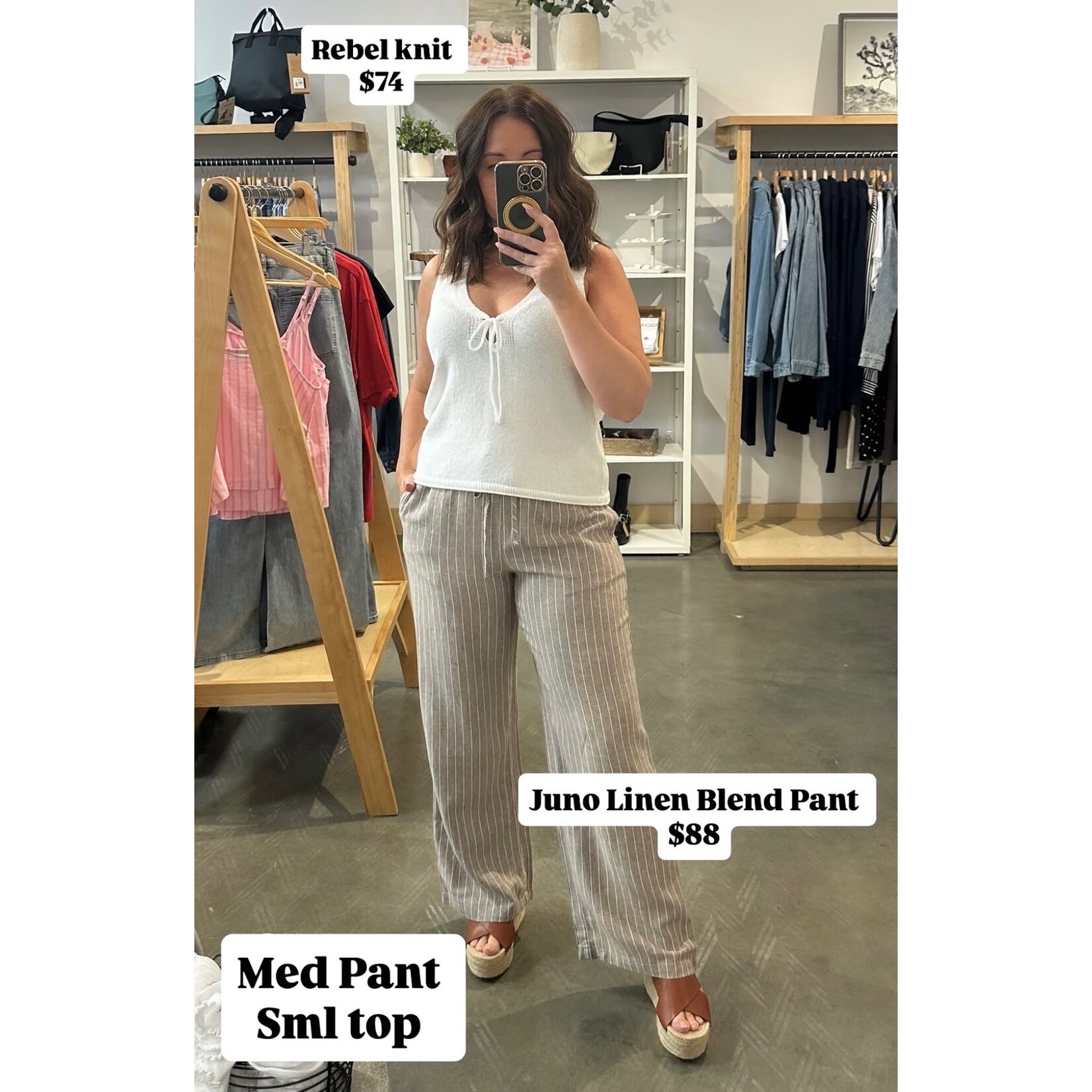 Only Juno Striped Linen Blend Pant