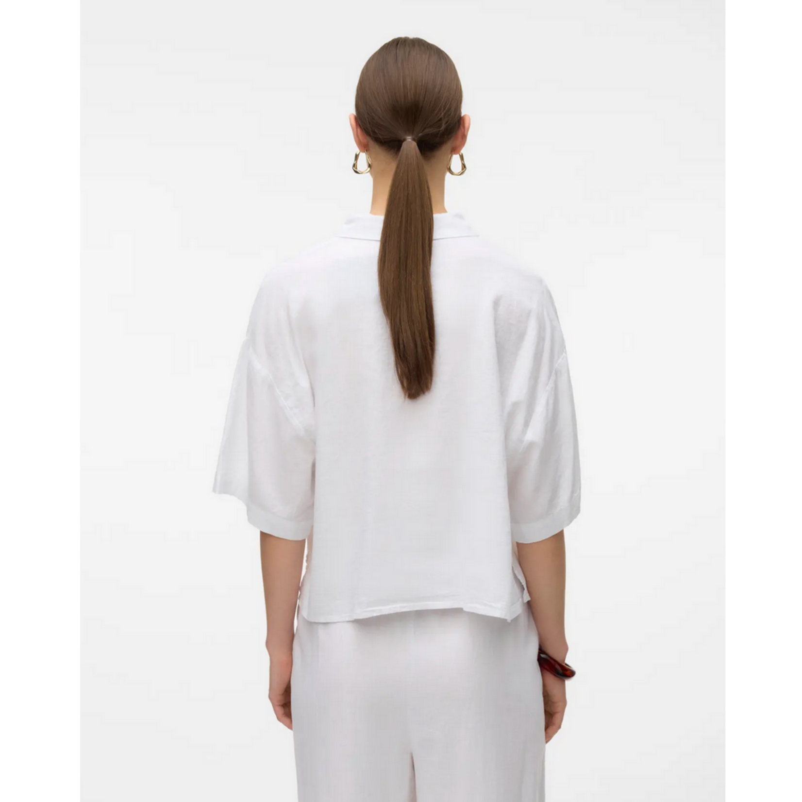 Vero Moda Cali SS Linen Top - Snow White
