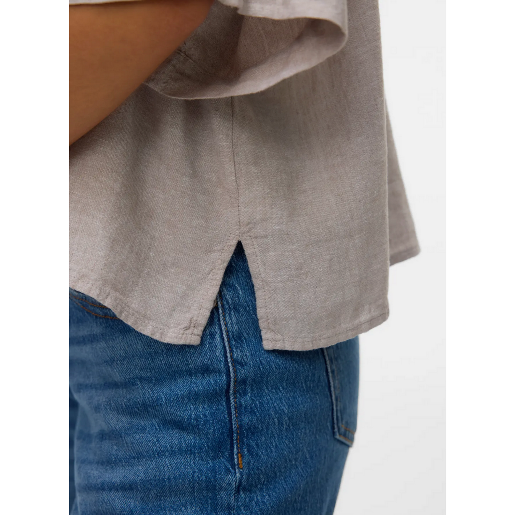 Vero Moda Cali SS Linen Top - Moon Rock