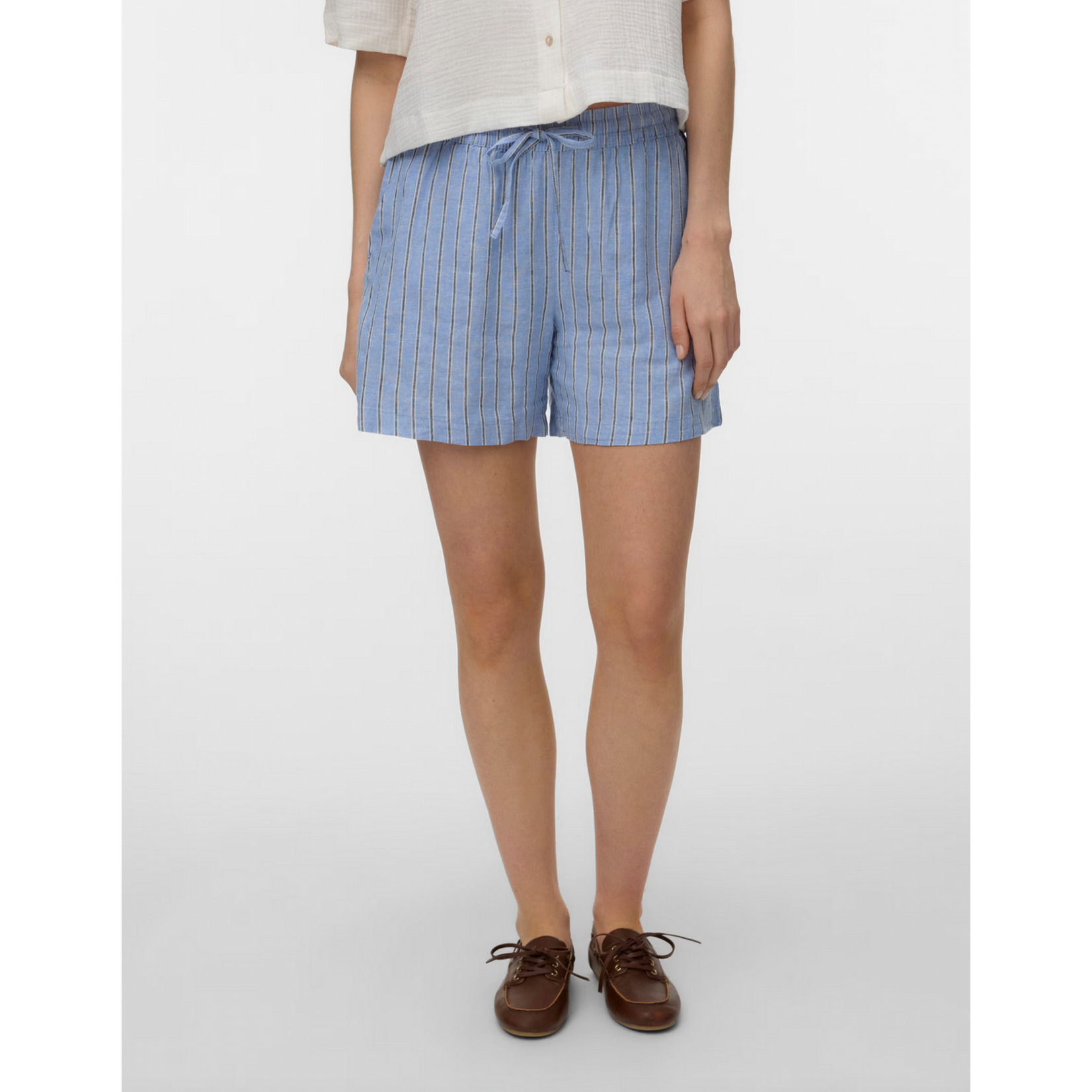 Vero Moda Cali Linen Shorts - Blue Stripe
