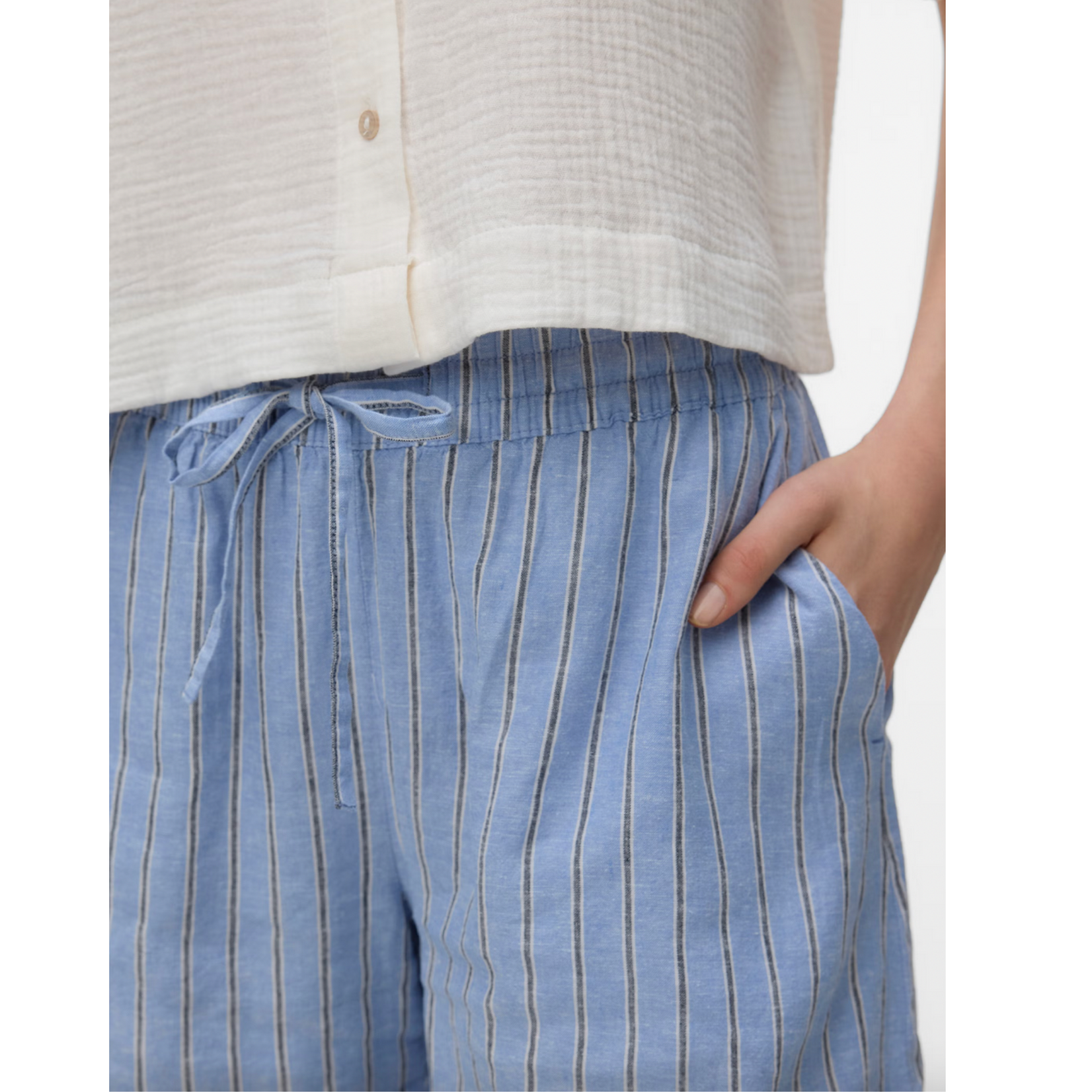 Vero Moda Cali Linen Shorts - Blue Stripe