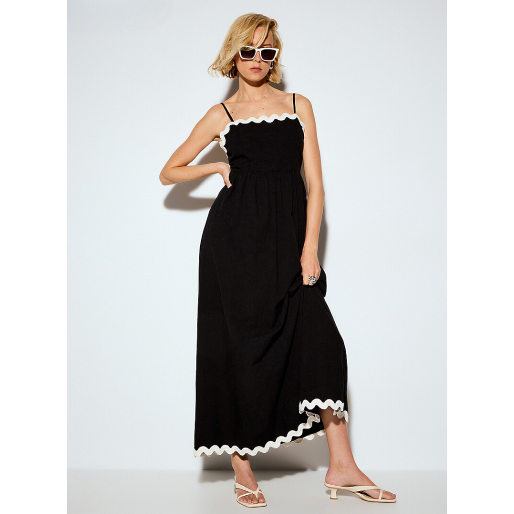 Vero Moda Savannah Scalloped Dress - Black