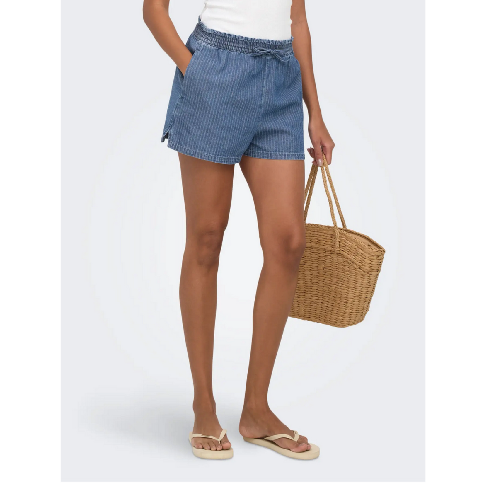 Only Kitt Striped Denim Shorts