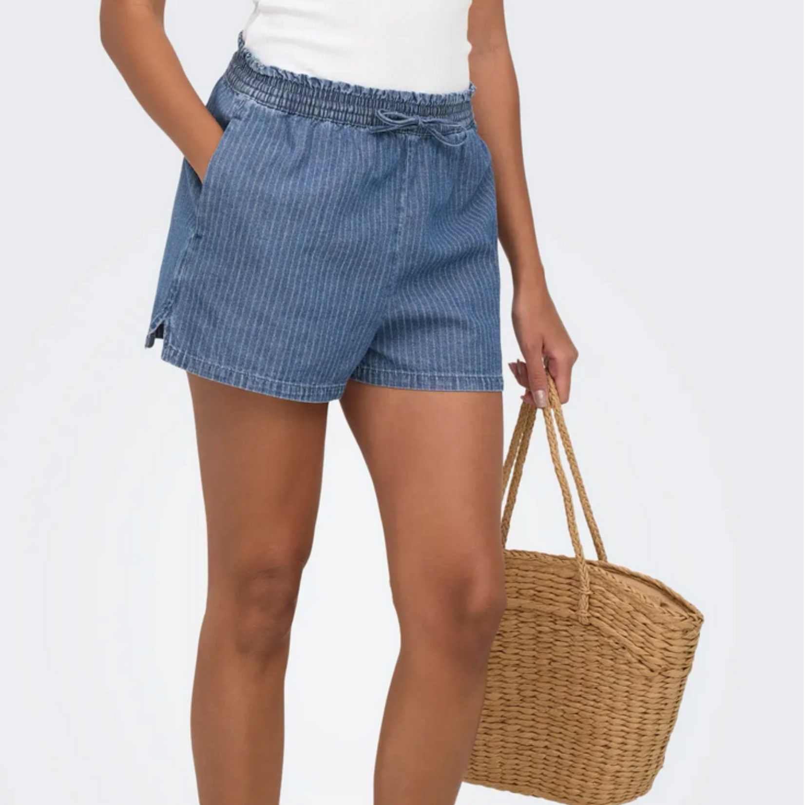 Only Kitt Striped Denim Shorts