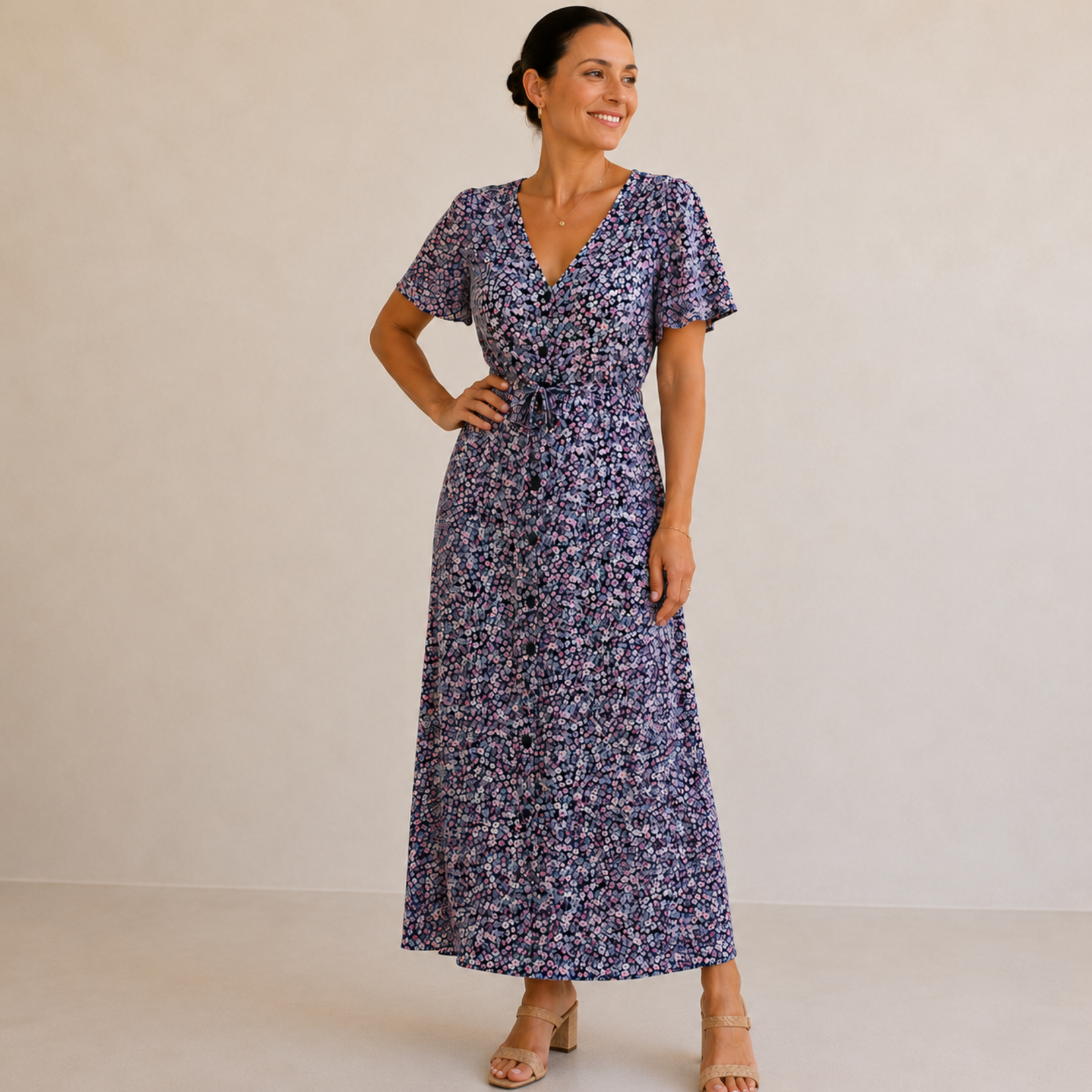 Vero Moda Laine Ditsy Floral Midi Dress