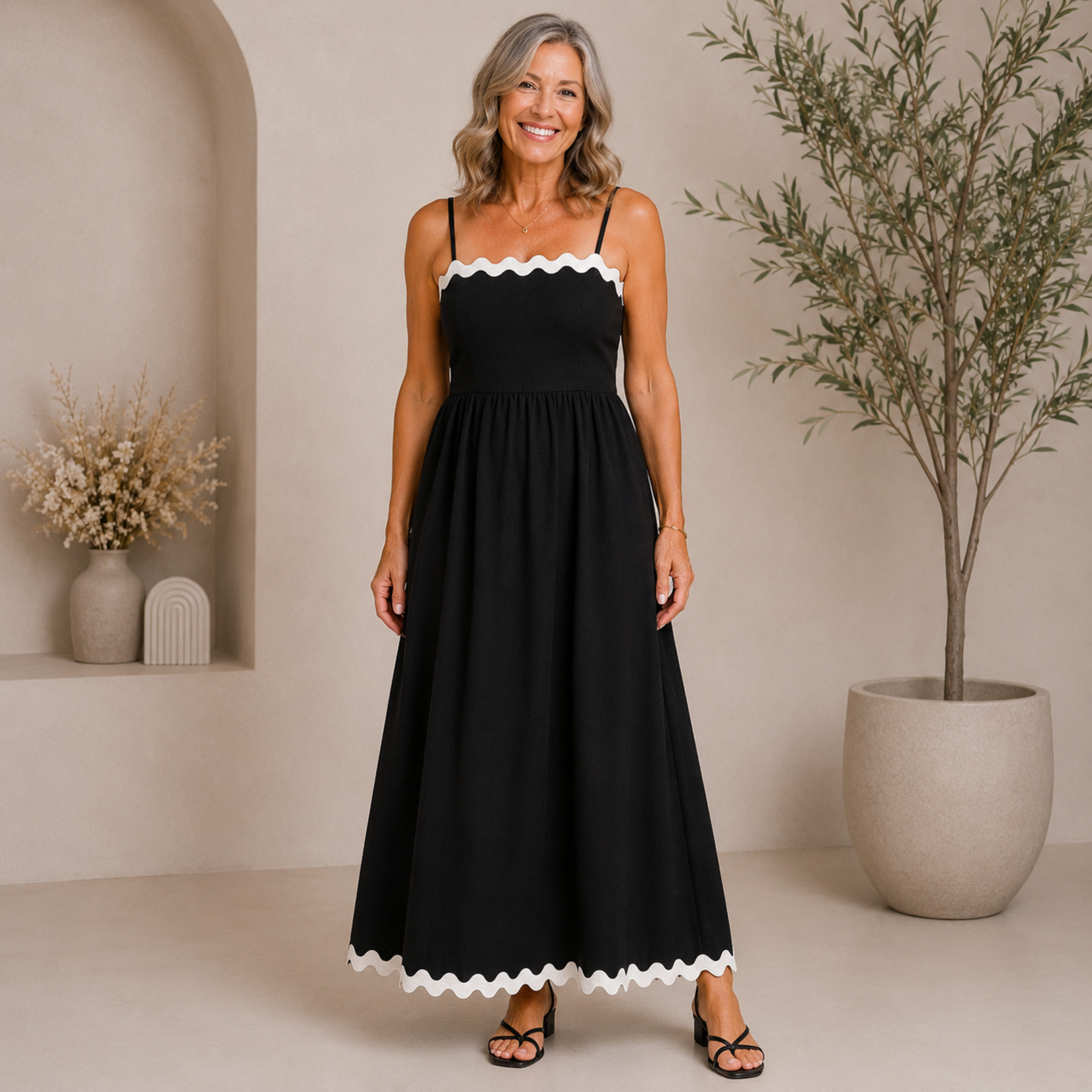 Vero Moda Savannah Scalloped Dress - Black
