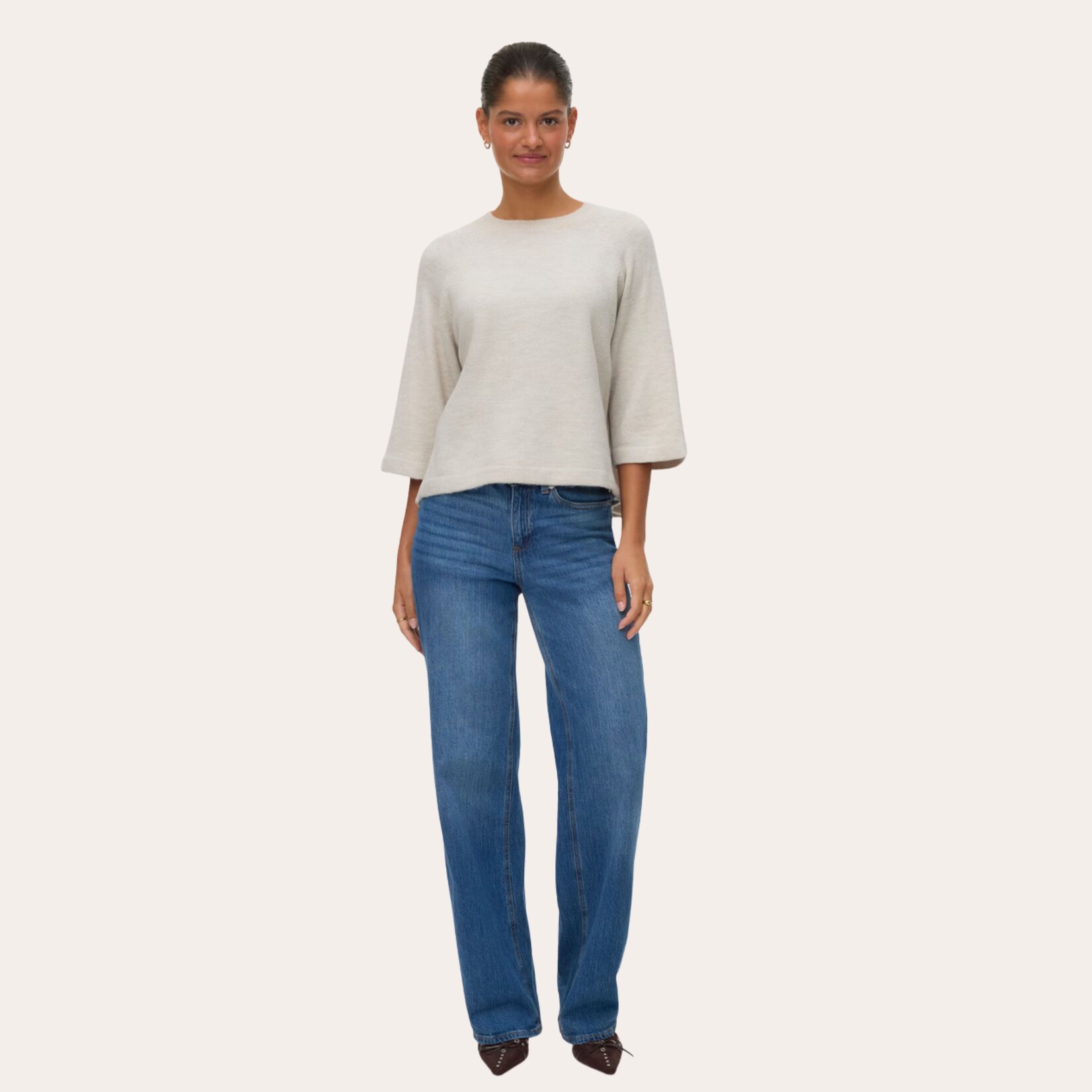 Vero Moda Hazel 3/4 Sleeve Knit - Pumice Stone