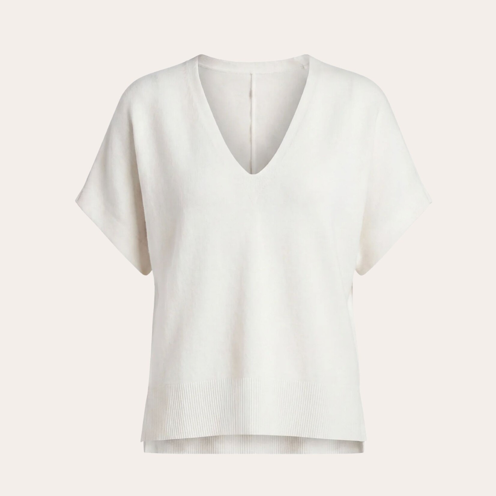 Liverpool Maple Short Sleeve V-Neck Knit - Whip Cream