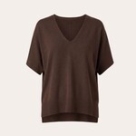 Liverpool Maple Short Sleeve V-Neck Knit - Java