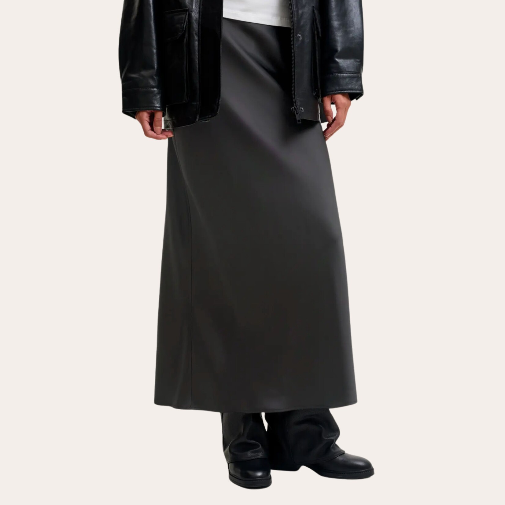 JJXX Greta Satin Maxi Skirt - Black