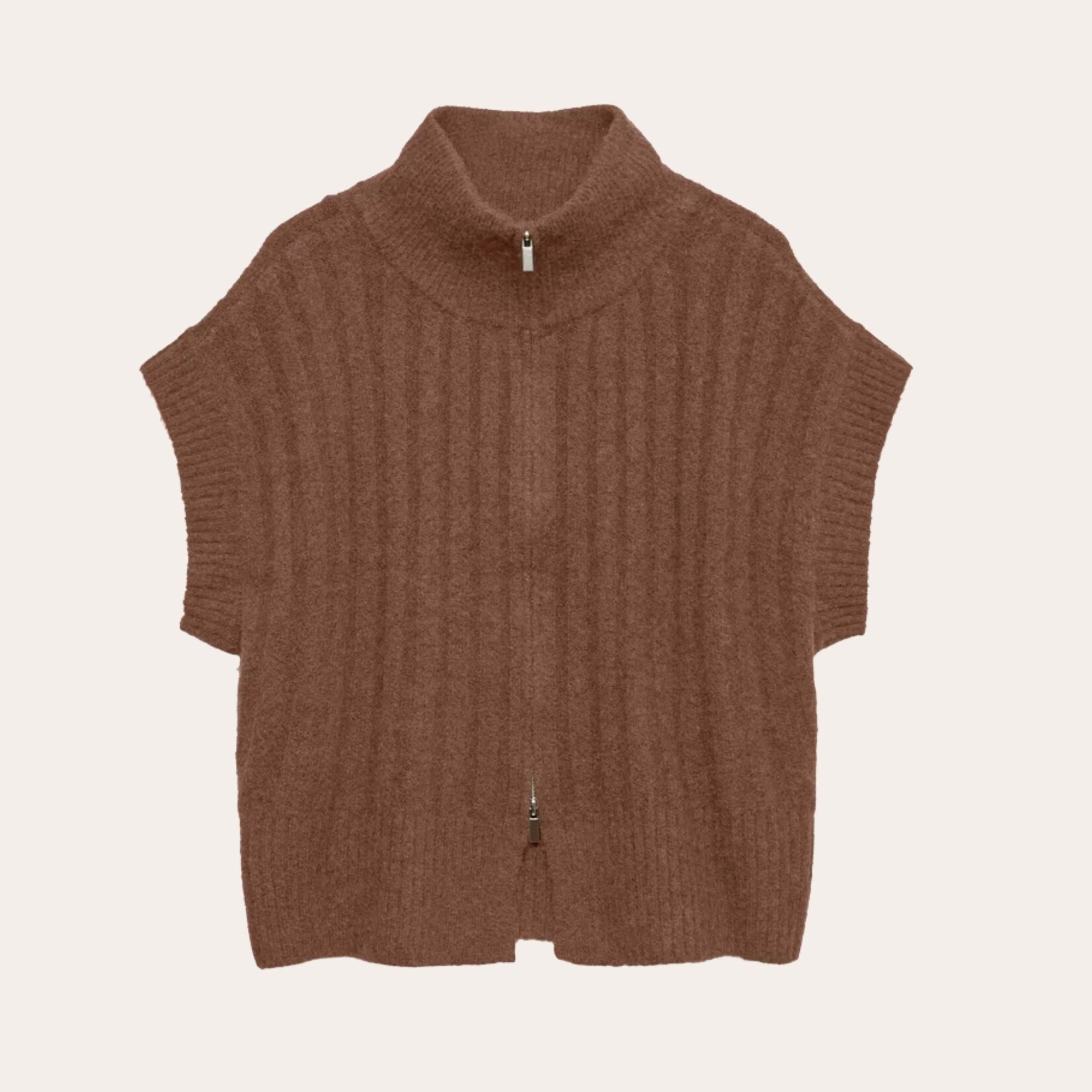 Vero Moda Jasper Zip Cardi Vest - Cocoa
