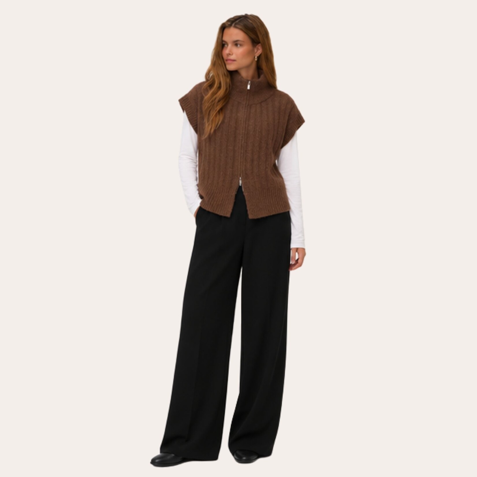 Vero Moda Jasper Zip Cardi Vest - Cocoa