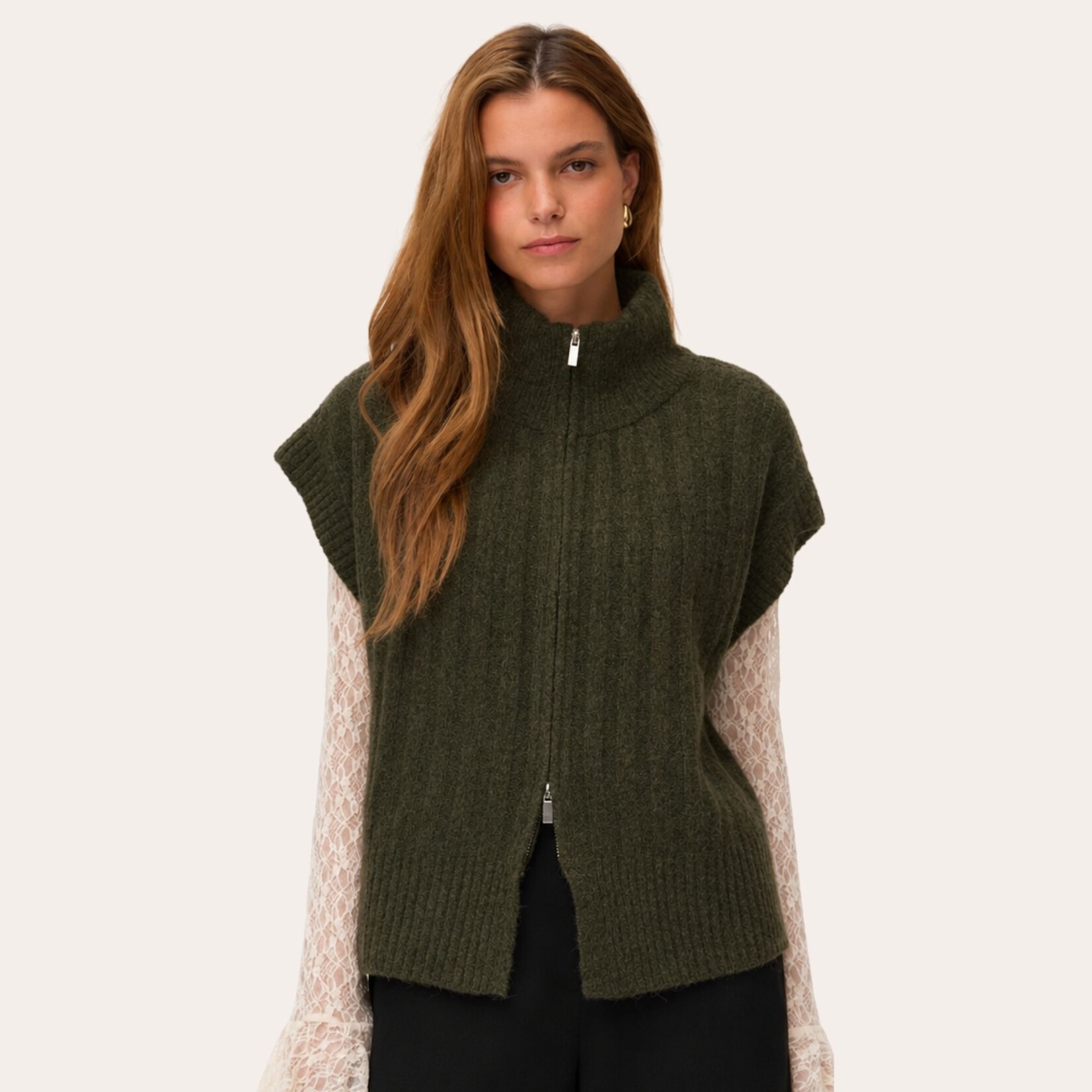 Vero Moda Jasper Zip Cardi Vest - Forest Night