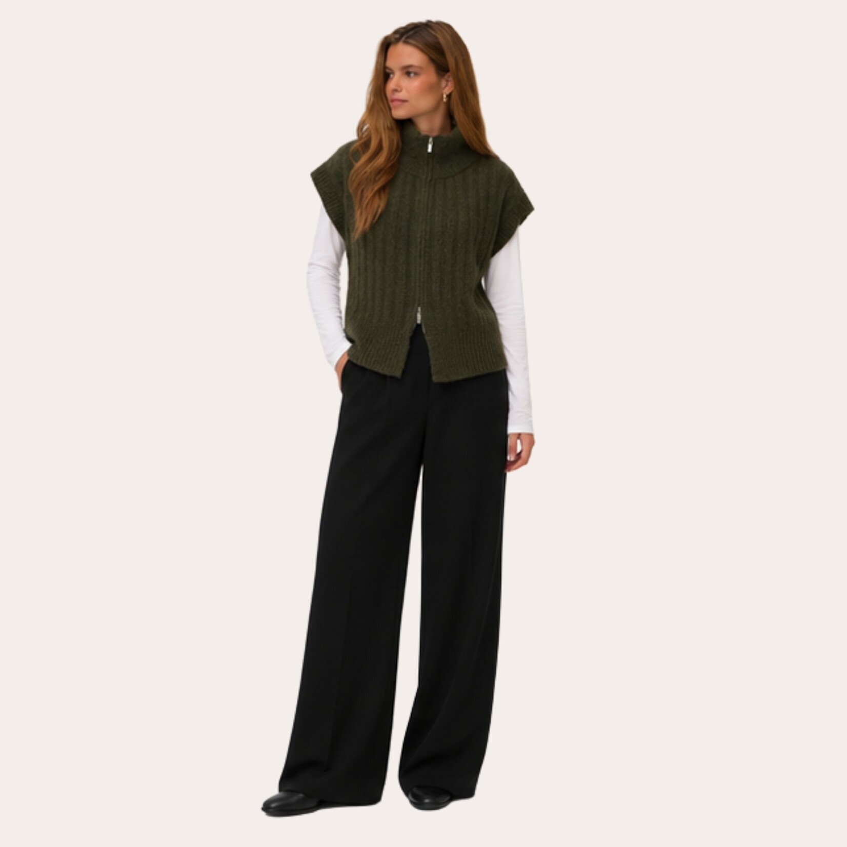 Vero Moda Jasper Zip Cardi Vest - Forest Night