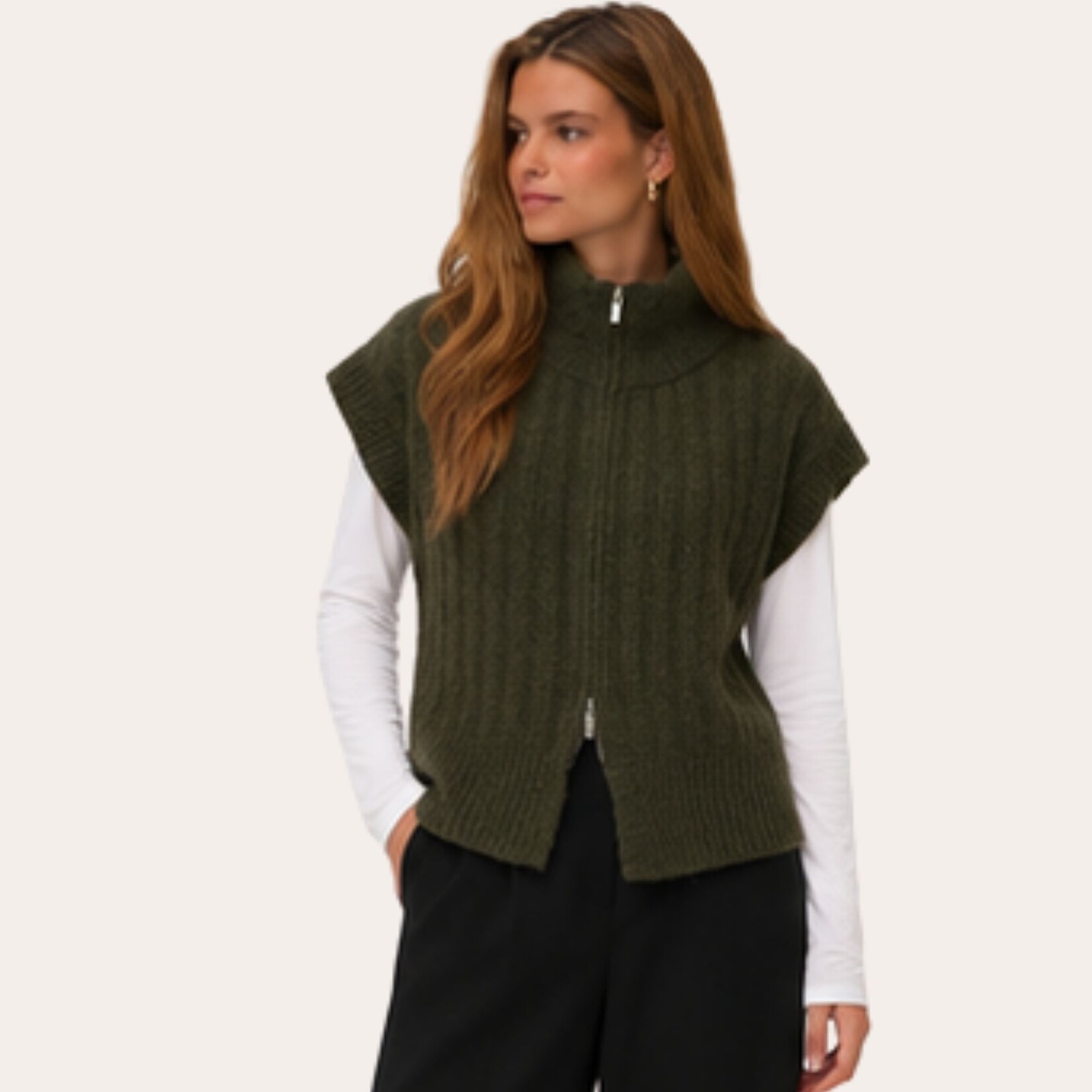 Vero Moda Jasper Zip Cardi Vest - Forest Night