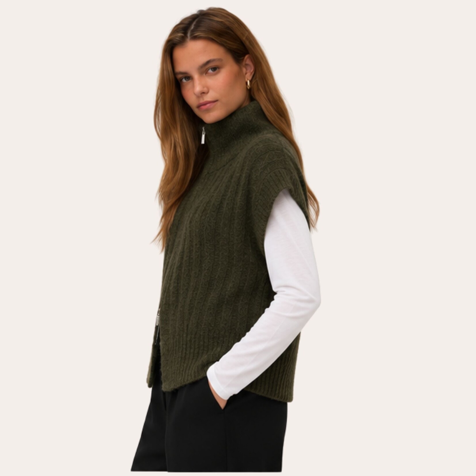 Vero Moda Jasper Zip Cardi Vest - Forest Night