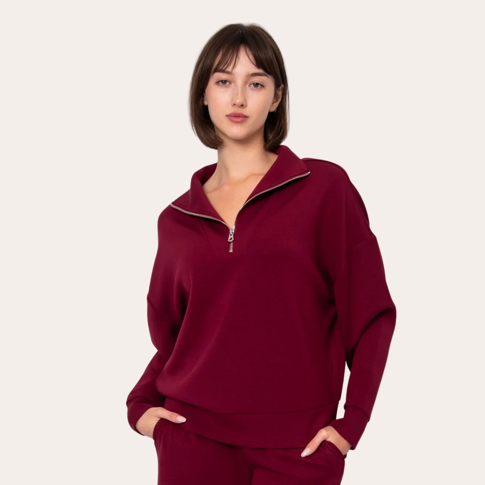 RD Style Darcy Soft Knit Half Zip - Merlot