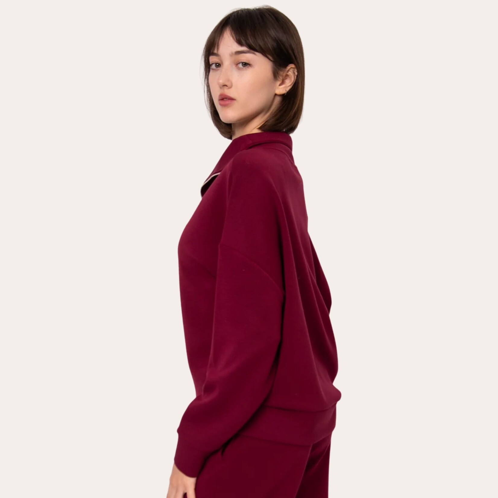 RD Style Darcy Soft Knit Half Zip - Merlot
