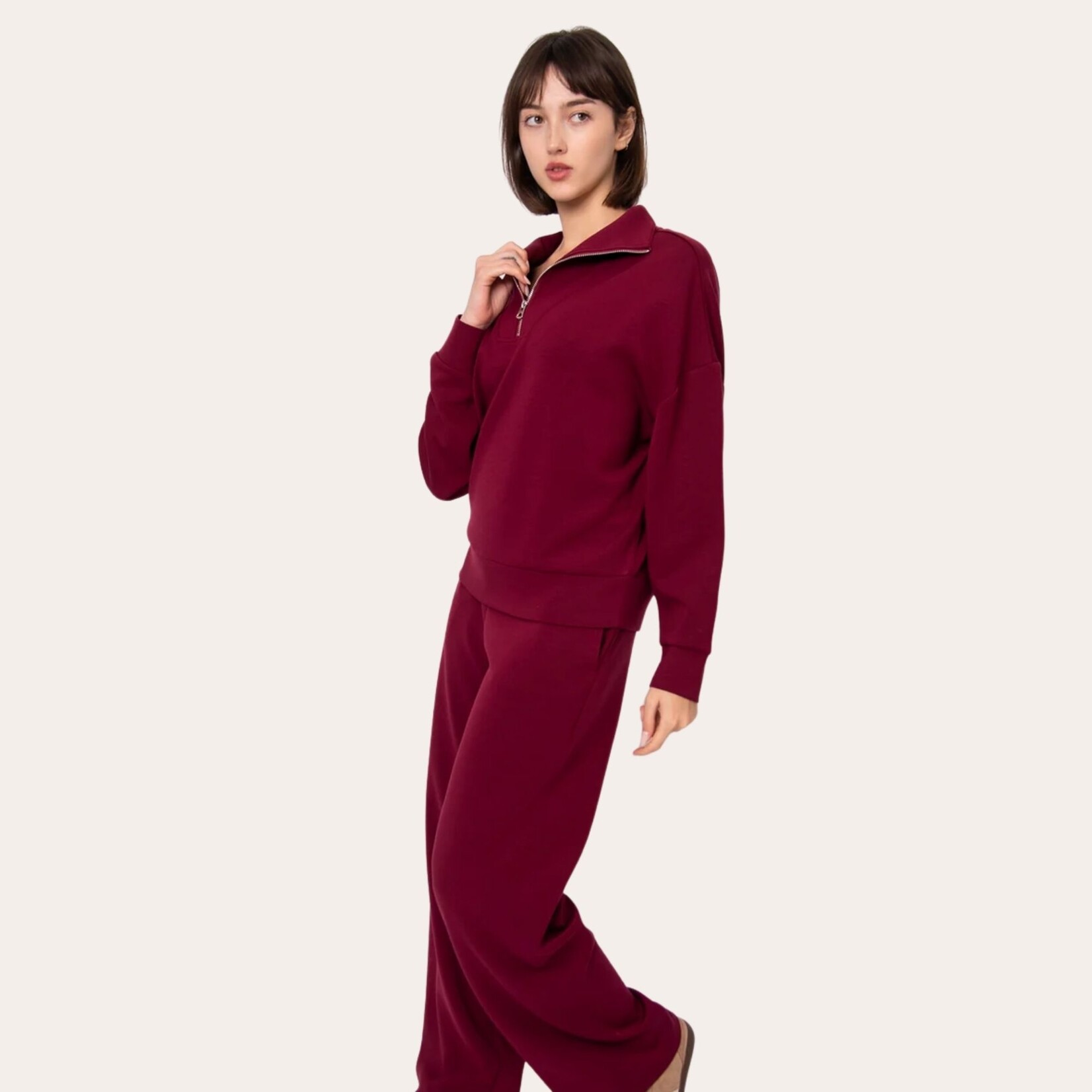 RD Style Darcy Soft Knit Half Zip - Merlot