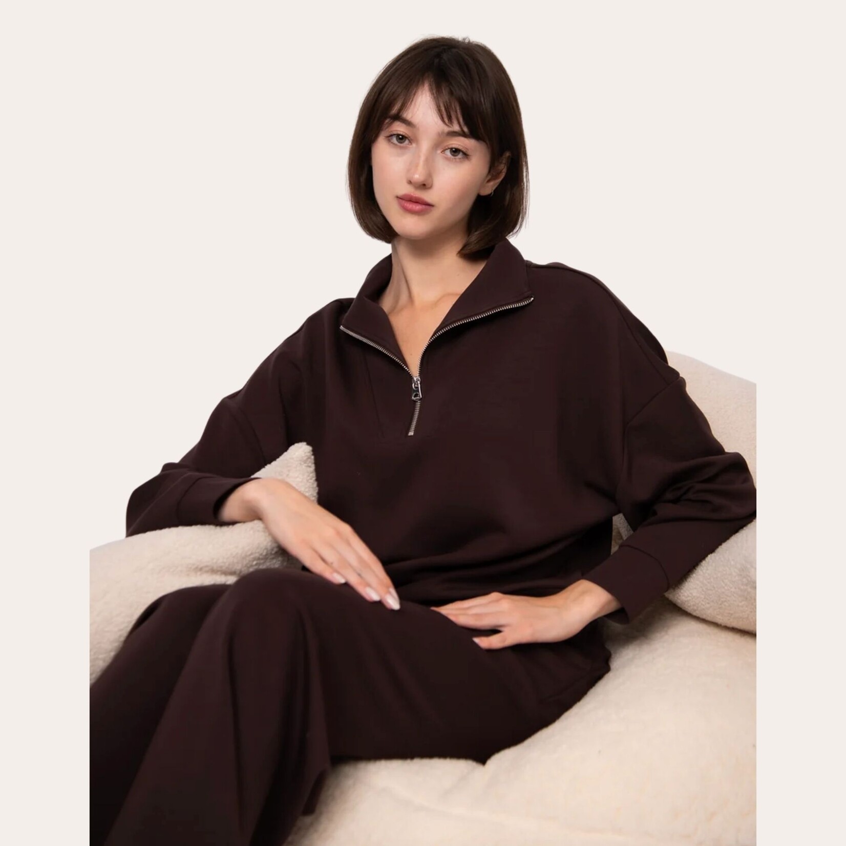 RD Style Darcy Soft Knit Half Zip - Chocolate