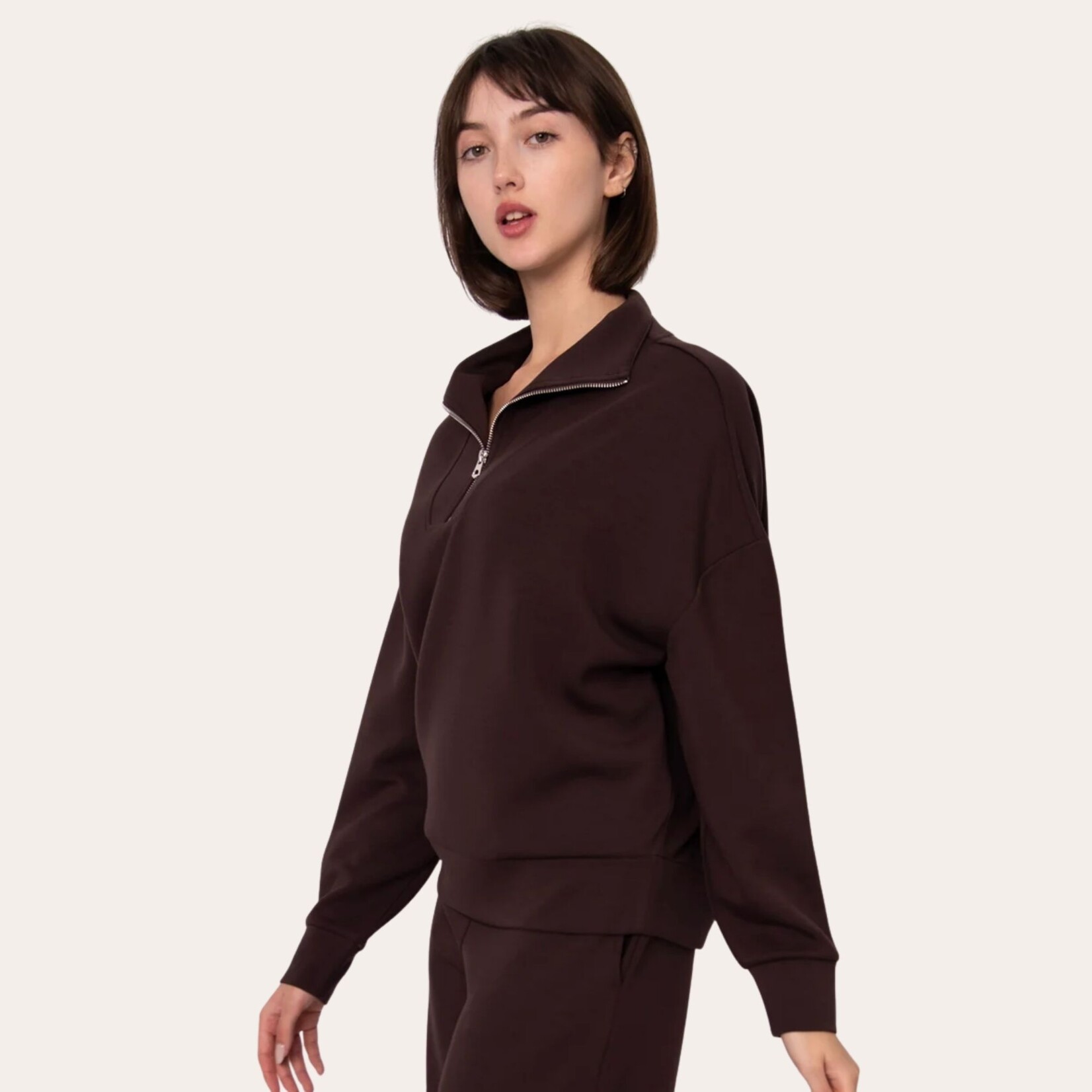RD Style Darcy Soft Knit Half Zip - Chocolate