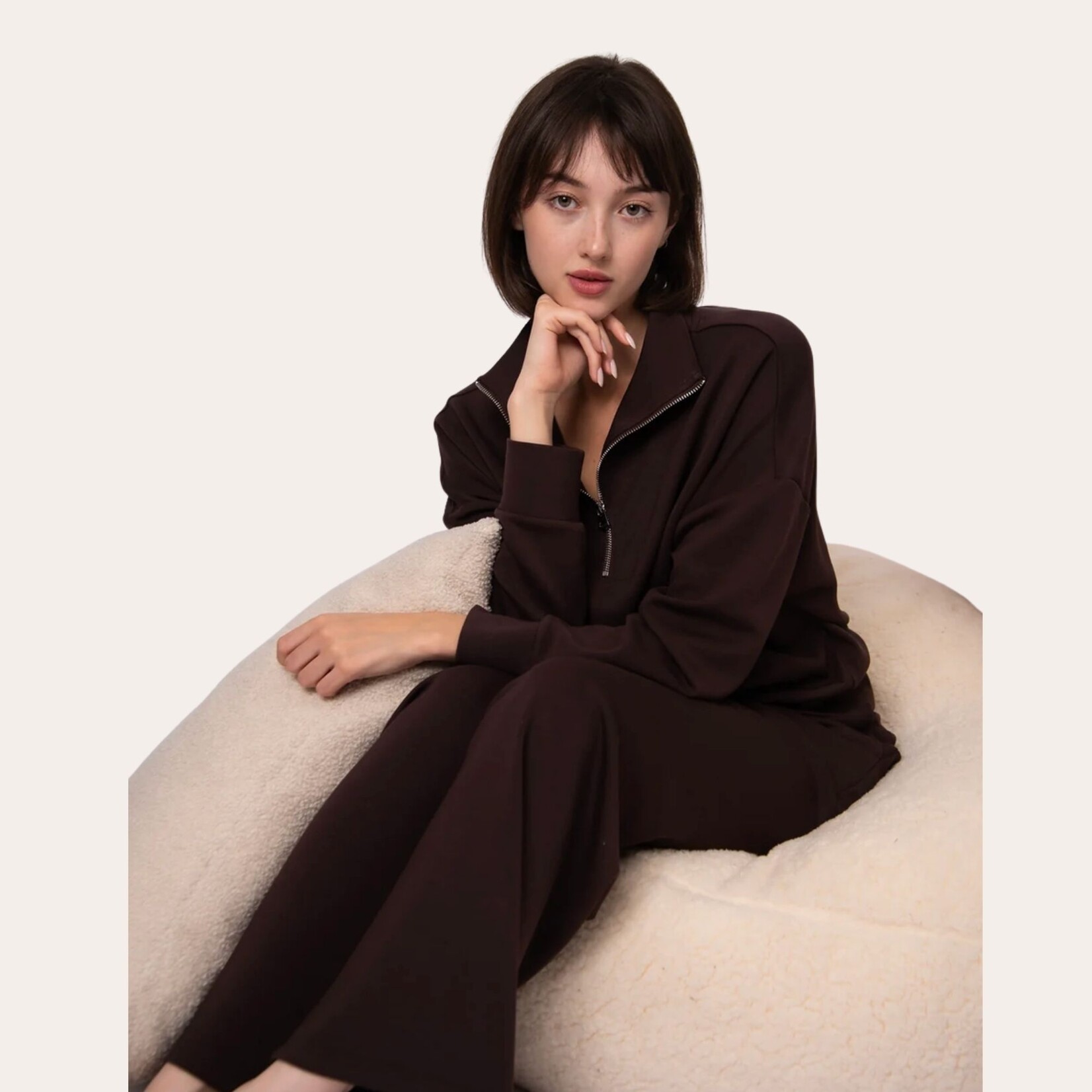 RD Style Darcy Soft Knit Half Zip - Chocolate