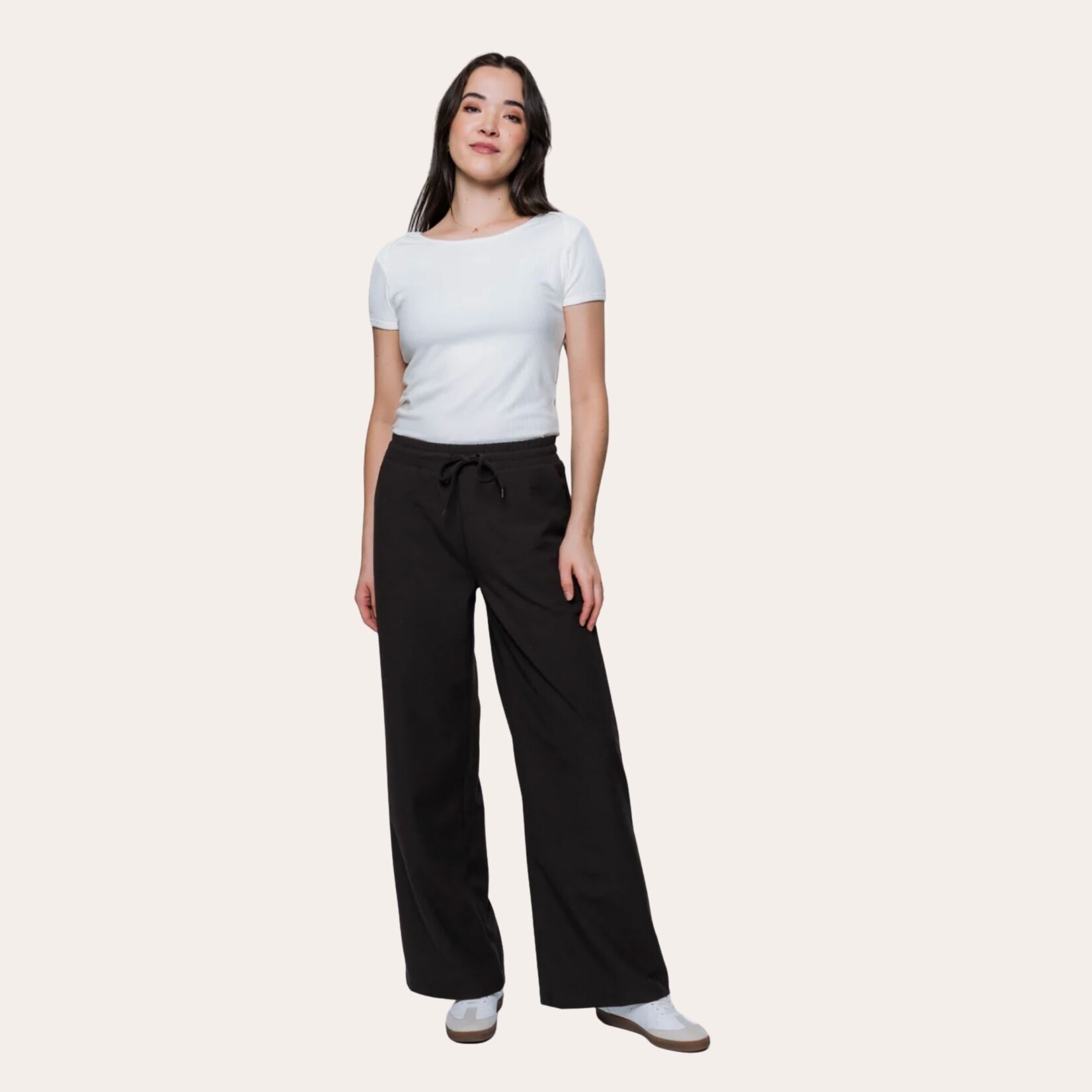 ORB Clara Wide Leg Drawstring Pant - Houndstooth