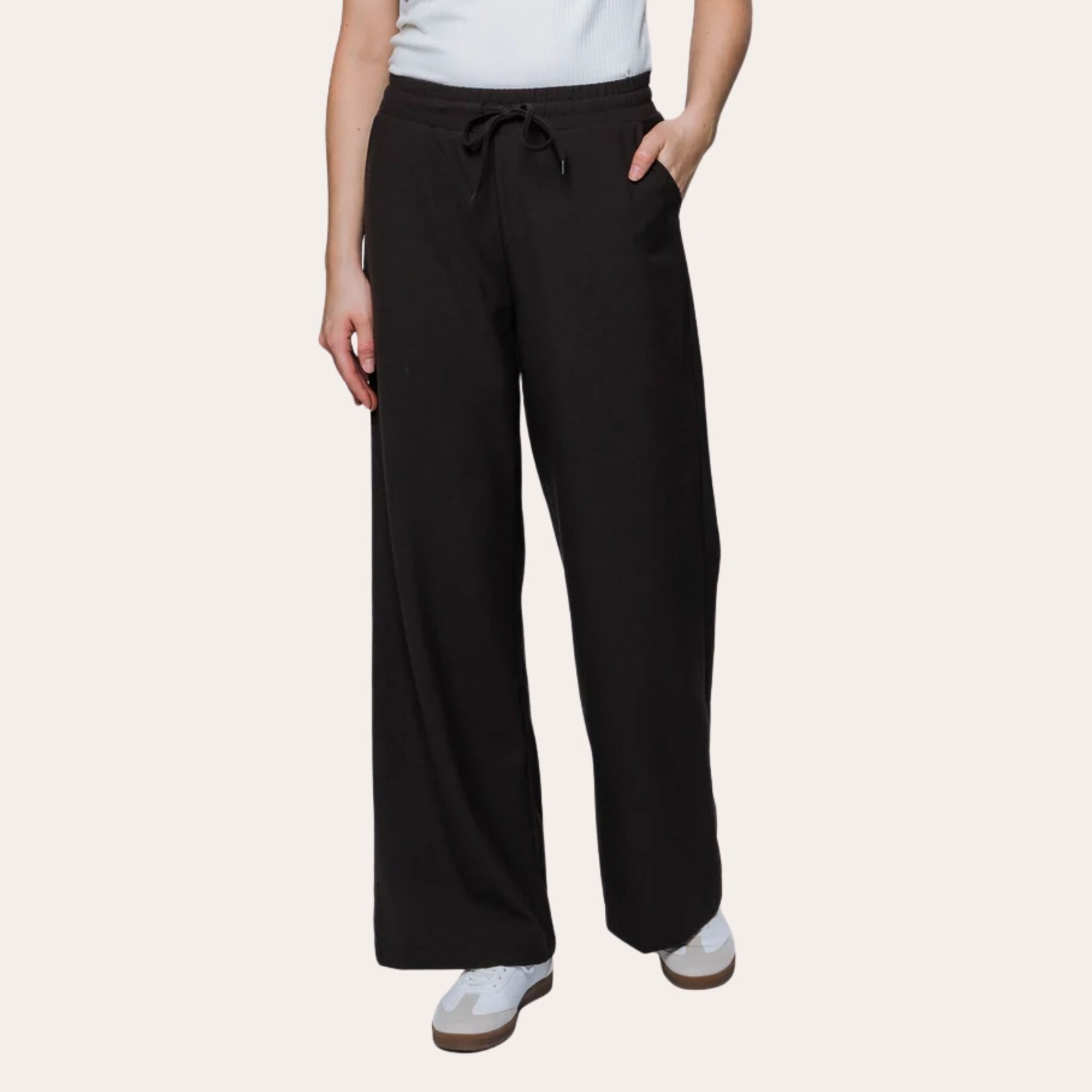 ORB Clara Wide Leg Drawstring Pant - Houndstooth