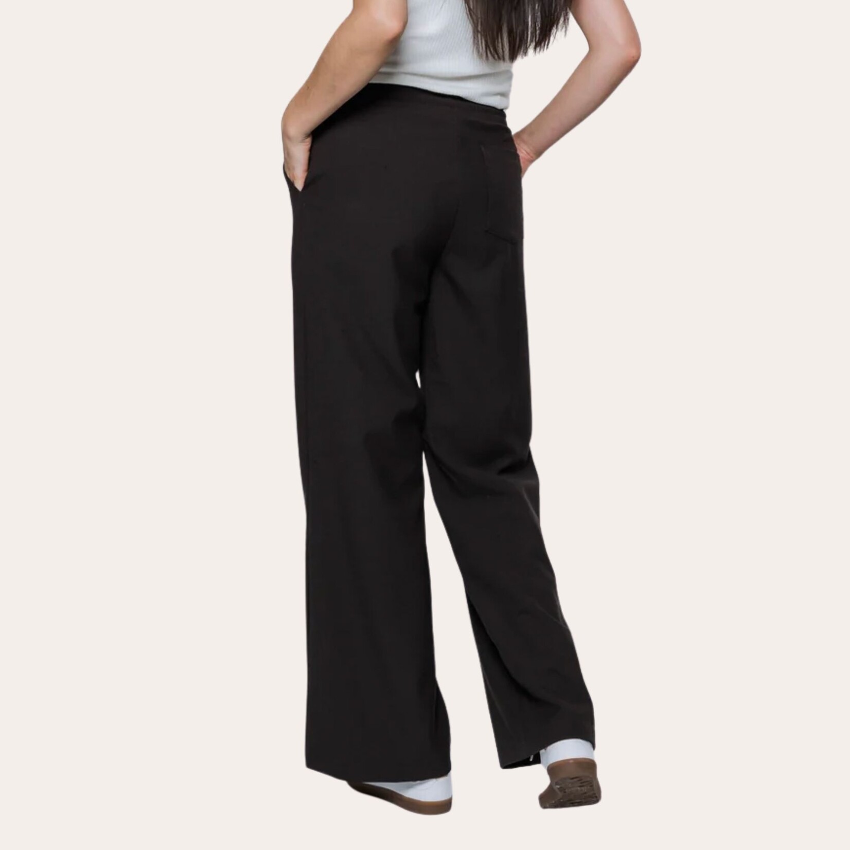 ORB Clara Wide Leg Drawstring Pant - Houndstooth