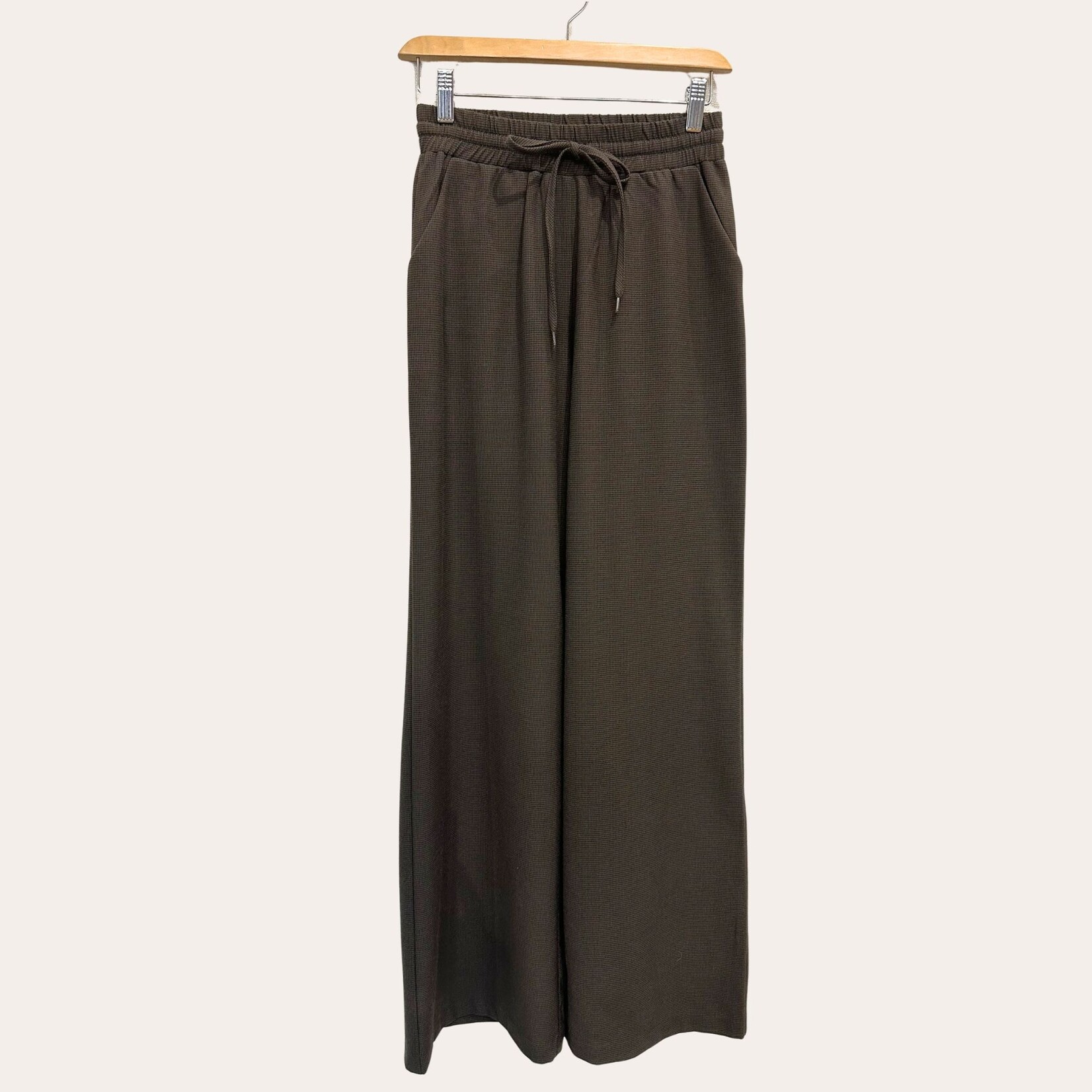 ORB Clara Wide Leg Drawstring Pant - Houndstooth