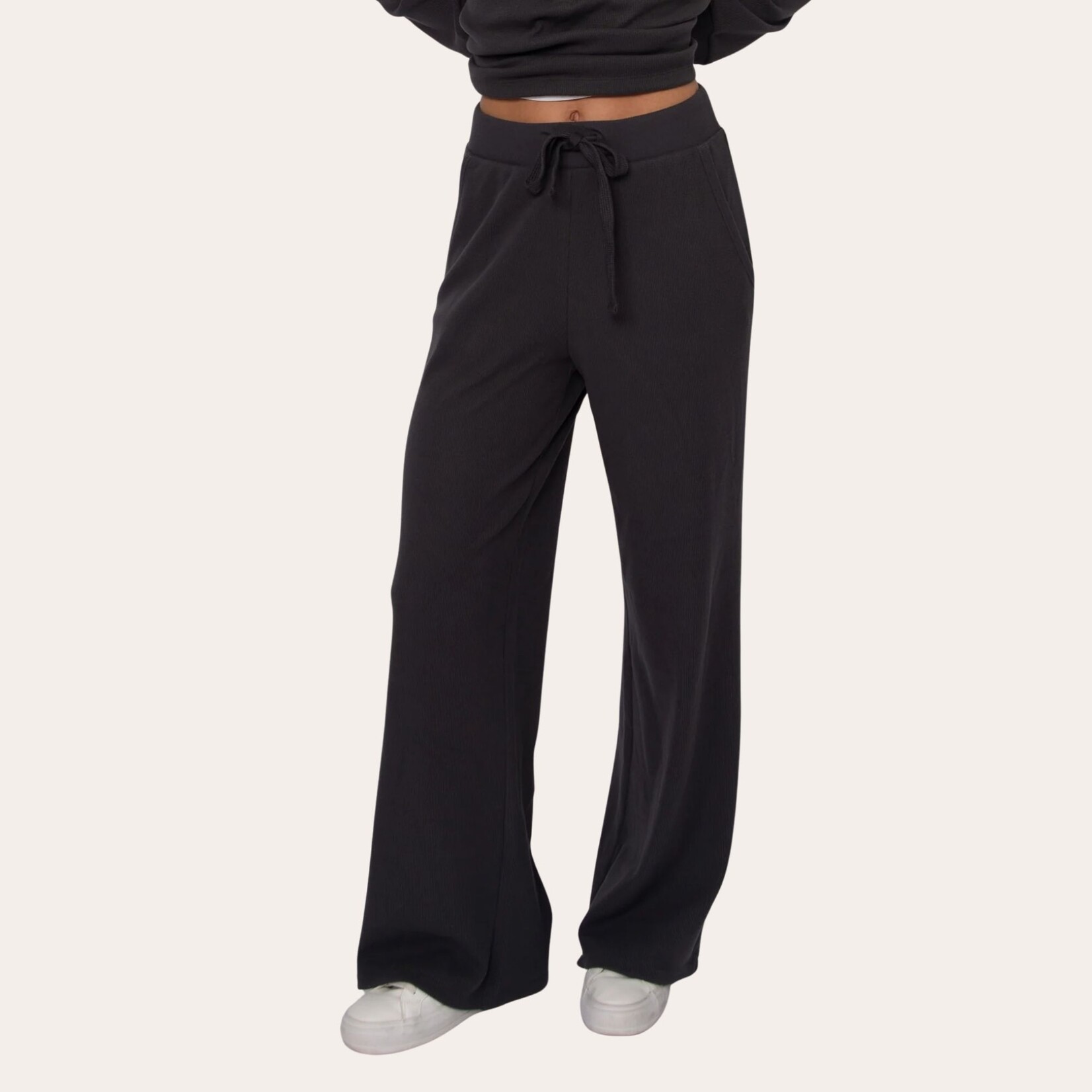 RD Style Frankie Waffle Drawstring Pant - Coal
