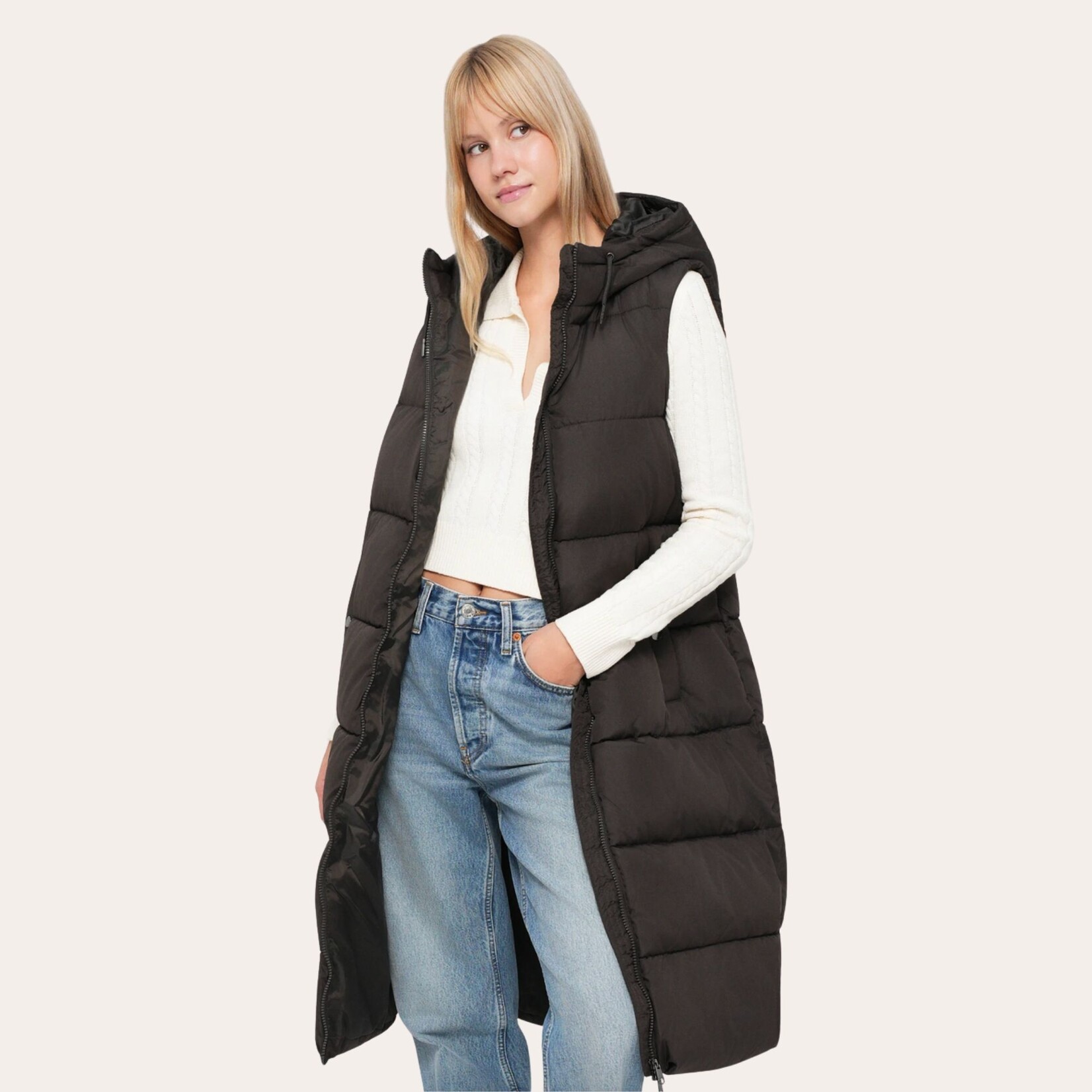 Vero Moda Aspen Long Puffer Vest - Chocolate