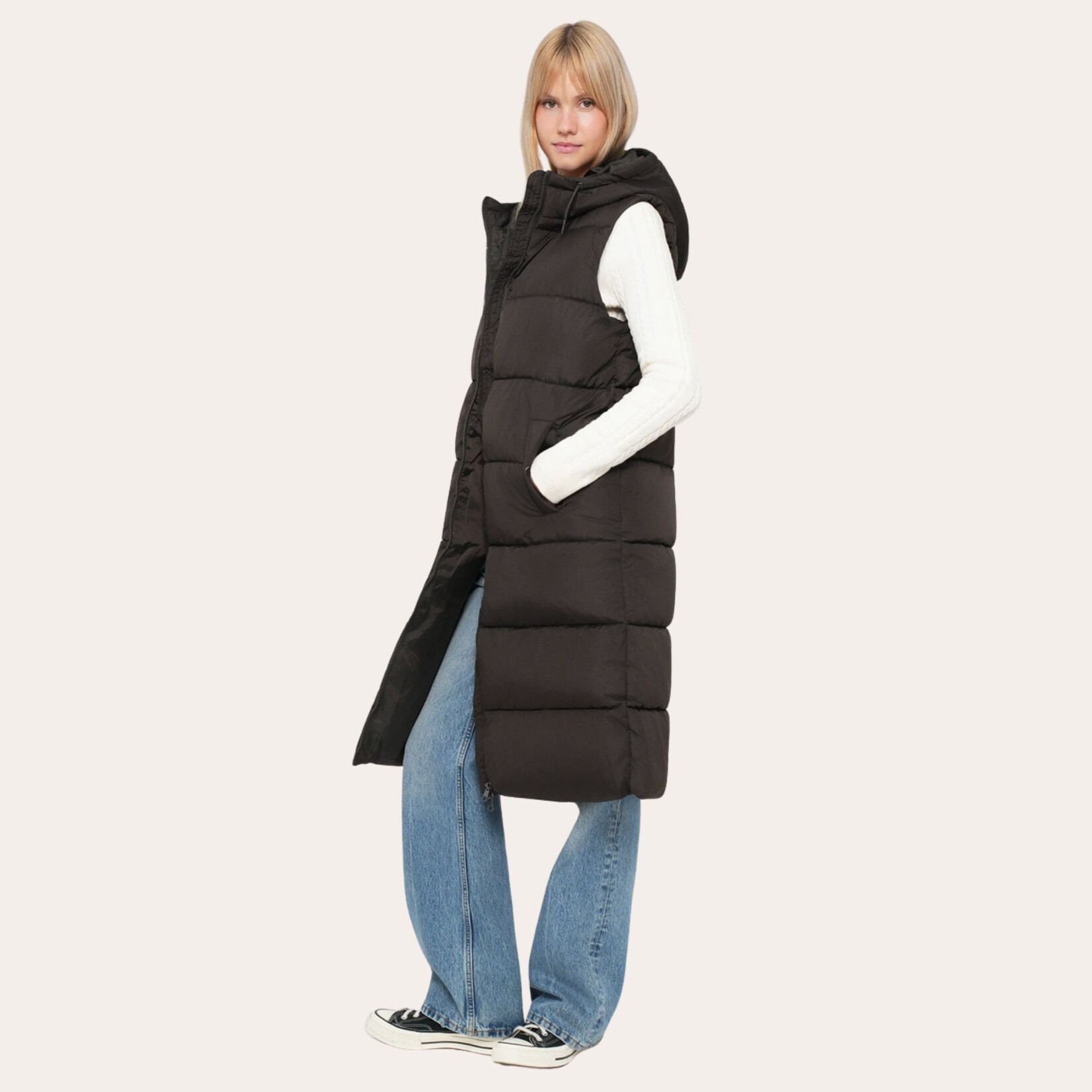 Vero Moda Aspen Long Puffer Vest - Chocolate